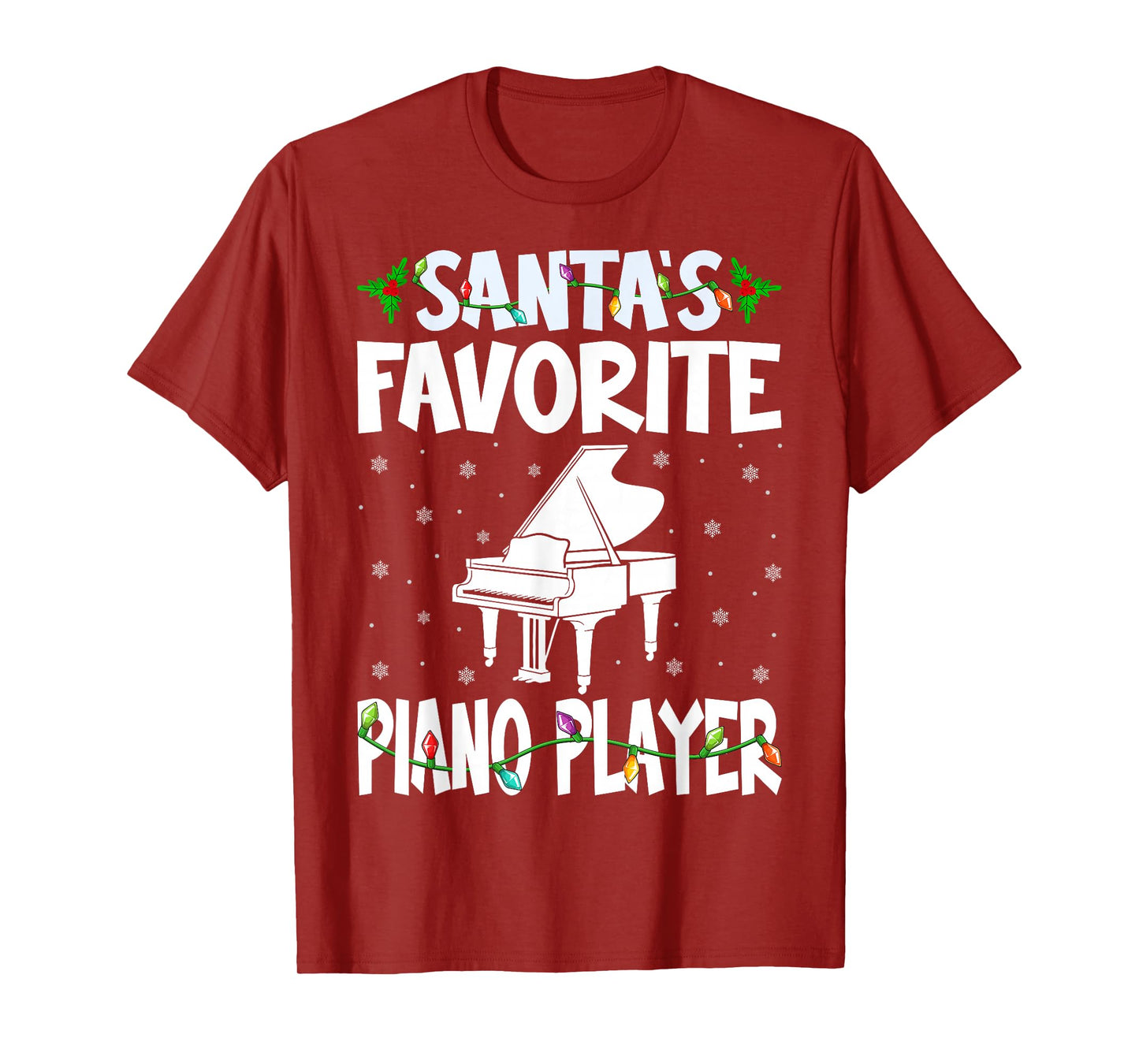 Santa's Favorite Piano Player Funny Christmas Pianist Gifts T-Shirt