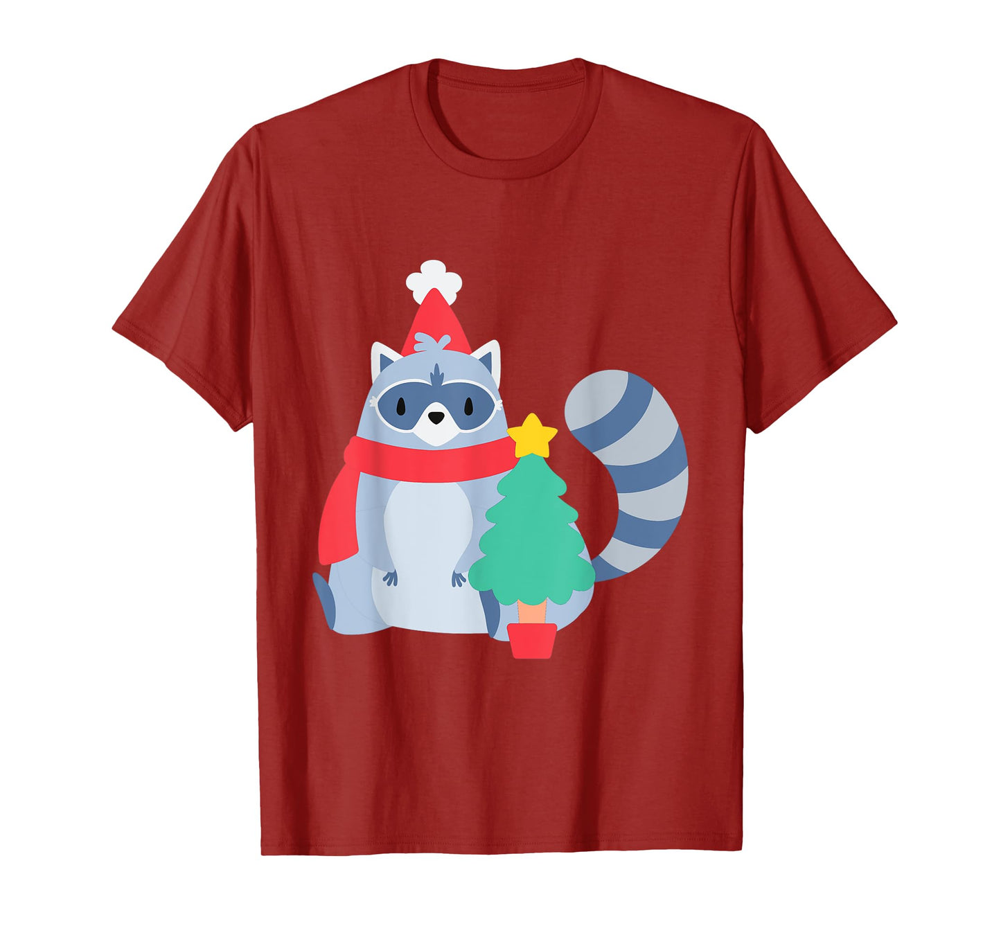 Ugly Christmas Raccoon Santa Xmas Tree Cute Happy Holidays T-Shirt