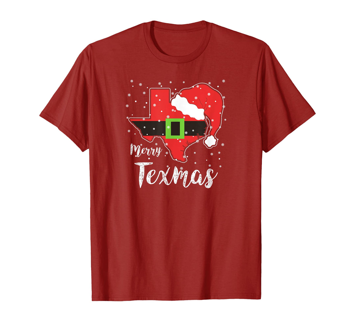 Merry Texmas Texas State Map Santa Hat T-Shirt