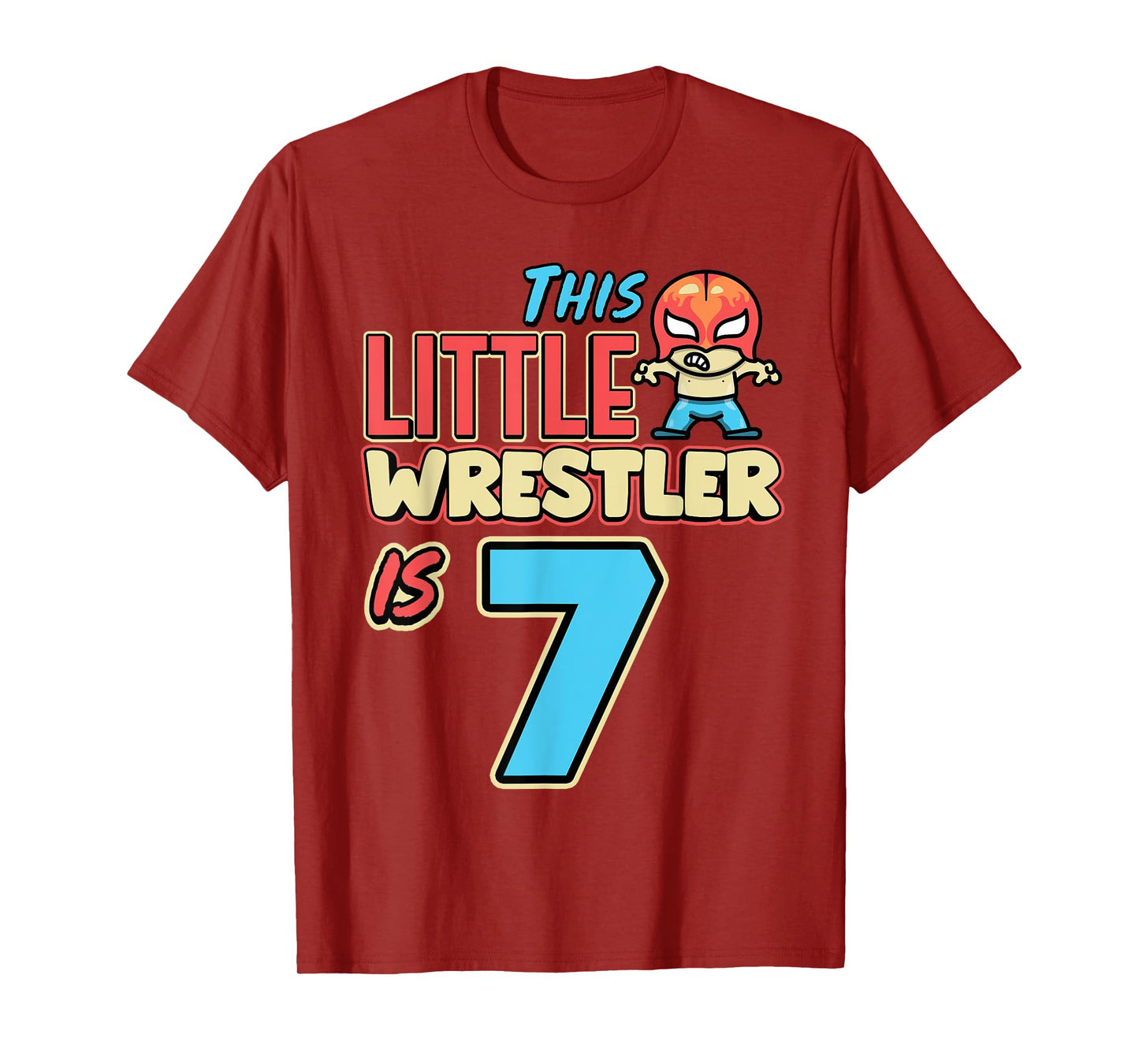 Wrestling Birthday This Little Wrestler Is 7th Birthday T-Shirt