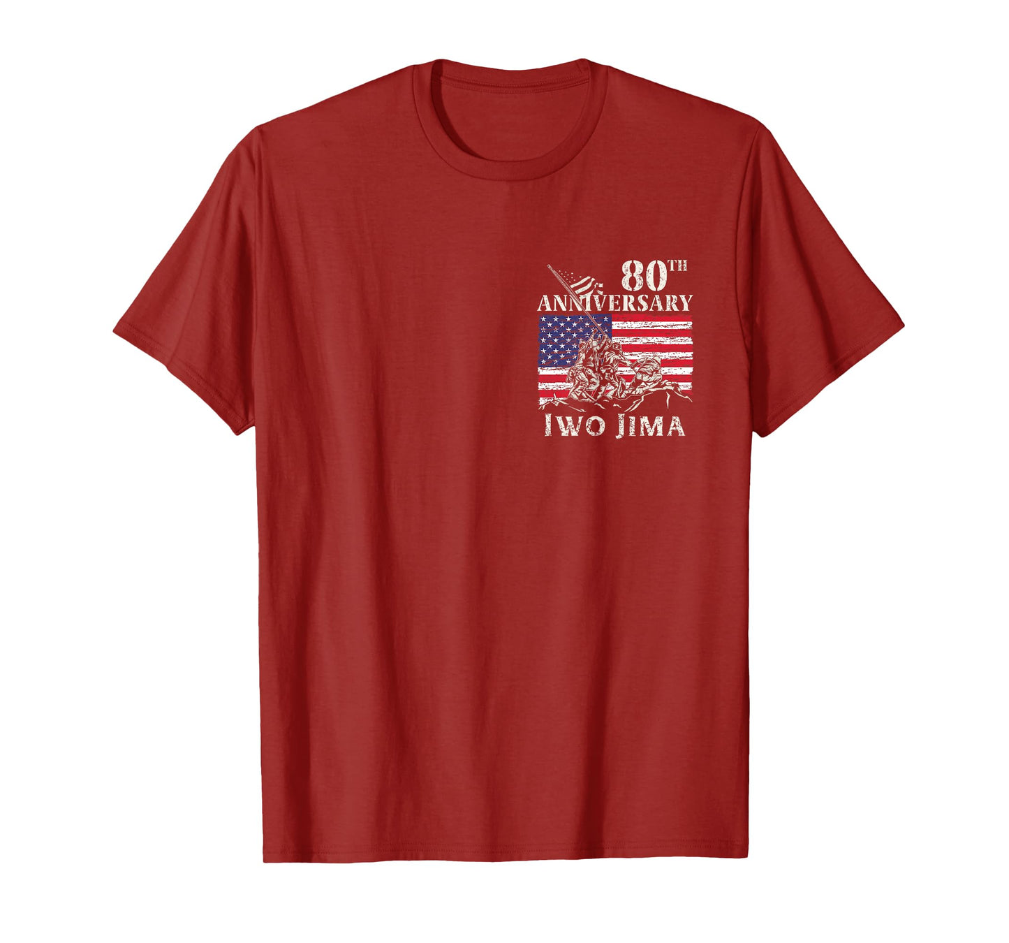 80th Anniversary Iwo Jima 1945-2025 WWII Veteran USA Flag T-Shirt