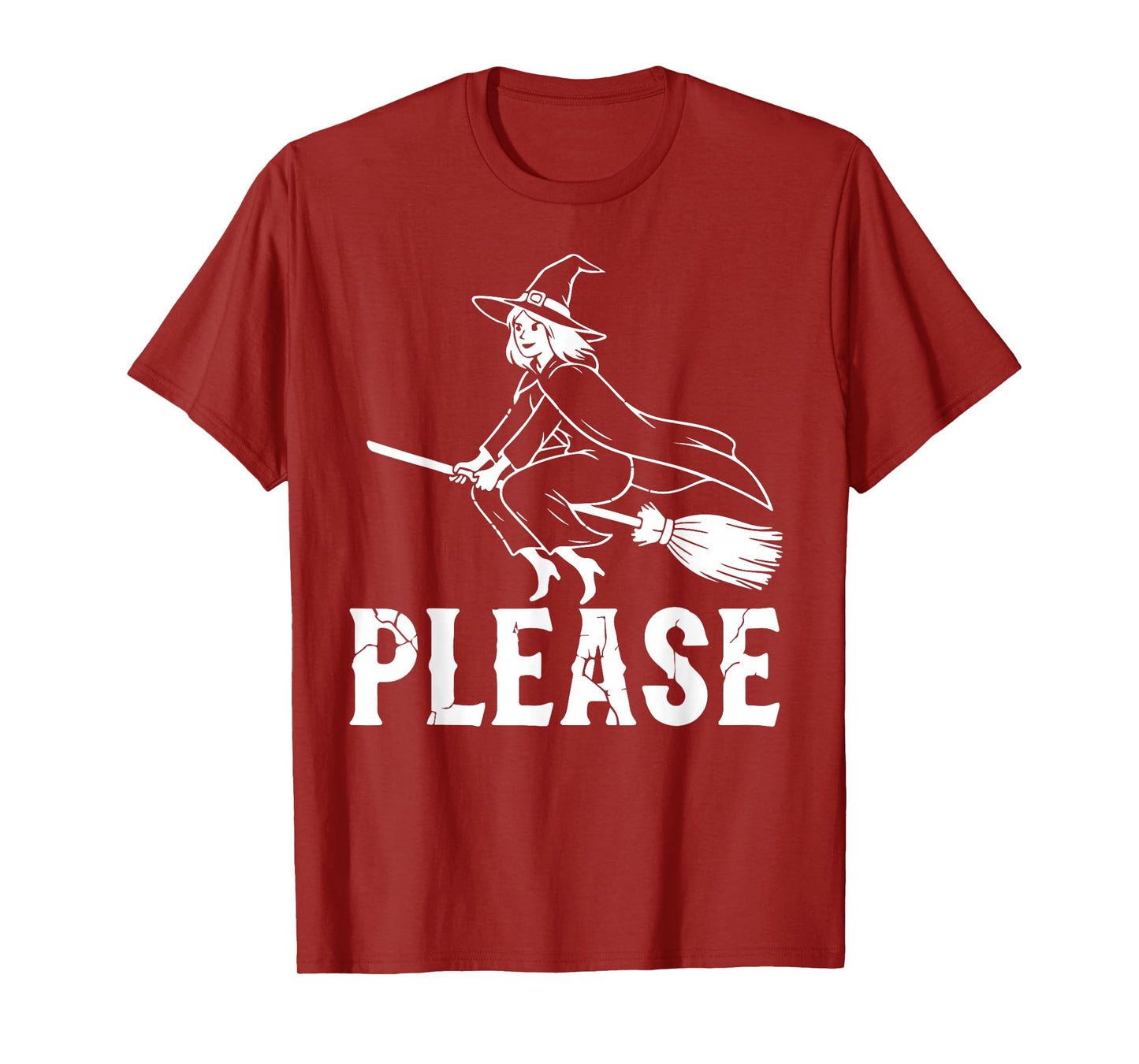 Dark Humor Witch Riding a Broom Graphic Halloween T-Shirt