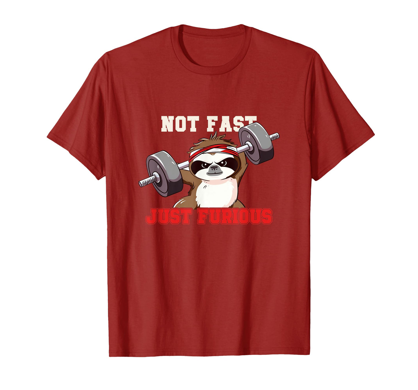 Not Fast Just Furious Weightlifting Sloth Funny Fitness T-Shirt
