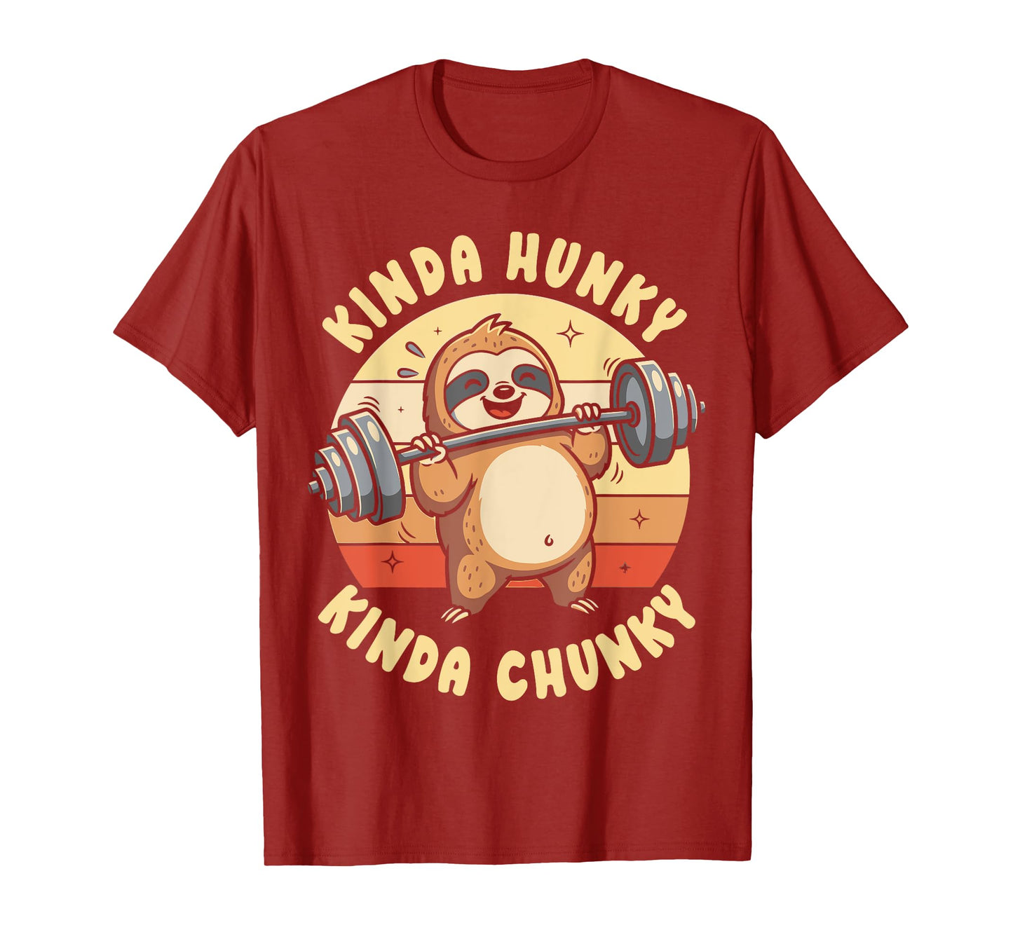 Kinda Hunky Kinda Chunky Sloth Weightlifting Gym Vintage T-Shirt