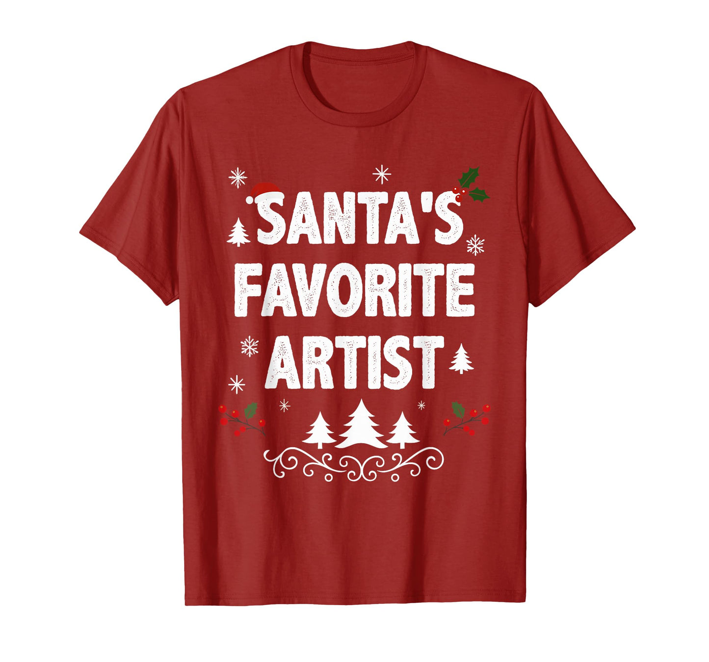 Santa's Favorite Artist Funny Holiday Christmas Pajamas T-Shirt