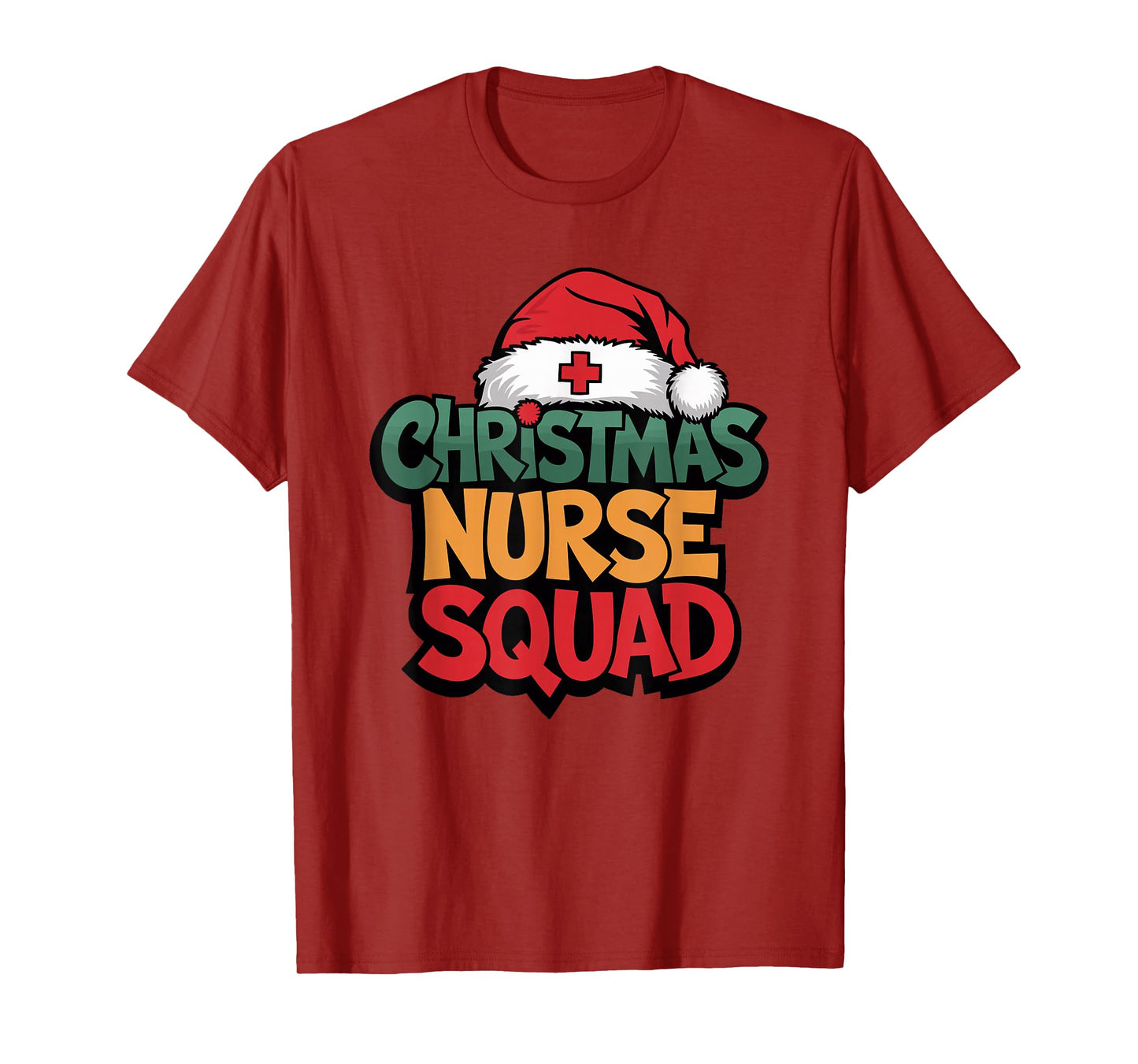 Nurse Christmas Squad Santa Hat Matching Crew T-Shirt