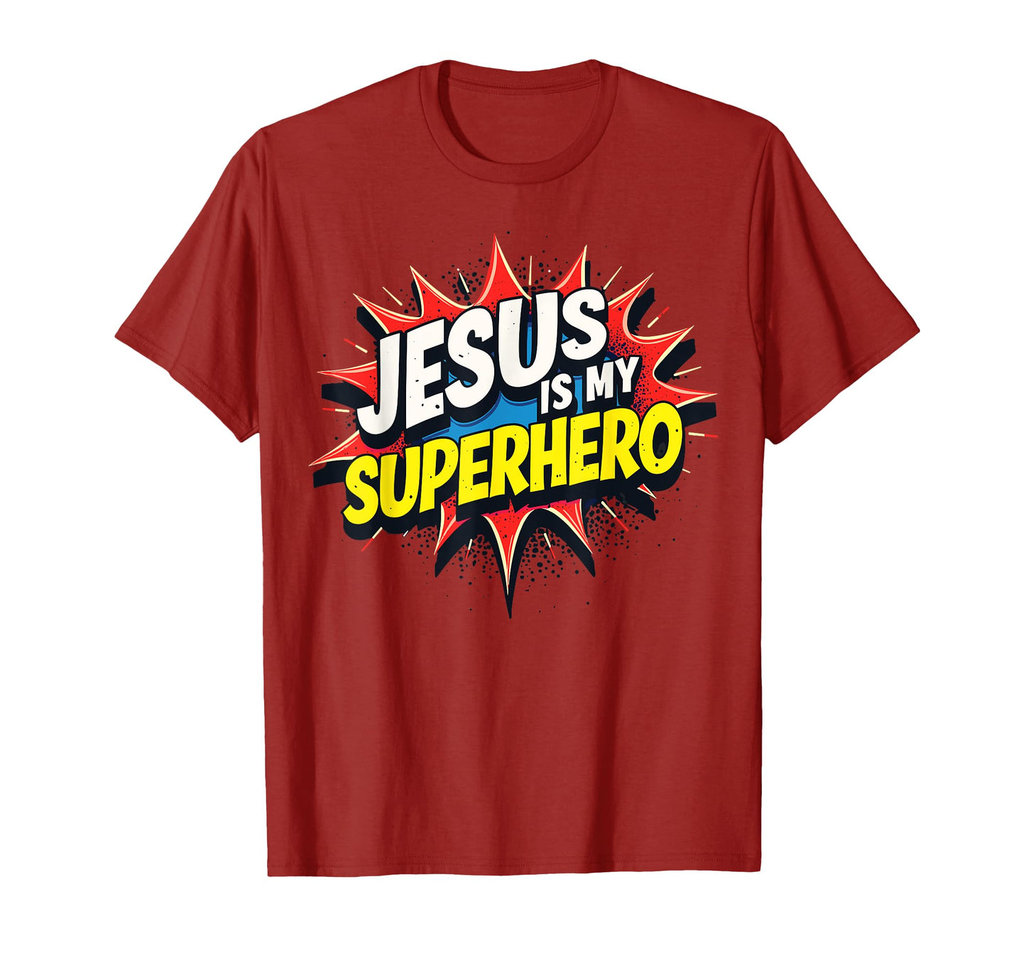 Jusus Lover Jesus is My Superhero Unisex-Kids T-Shirt Black Small Modern Classic Crew Neck Short Sleeve Polyester 100% Cotton Blend Machine Wash Superhero T-Shirt