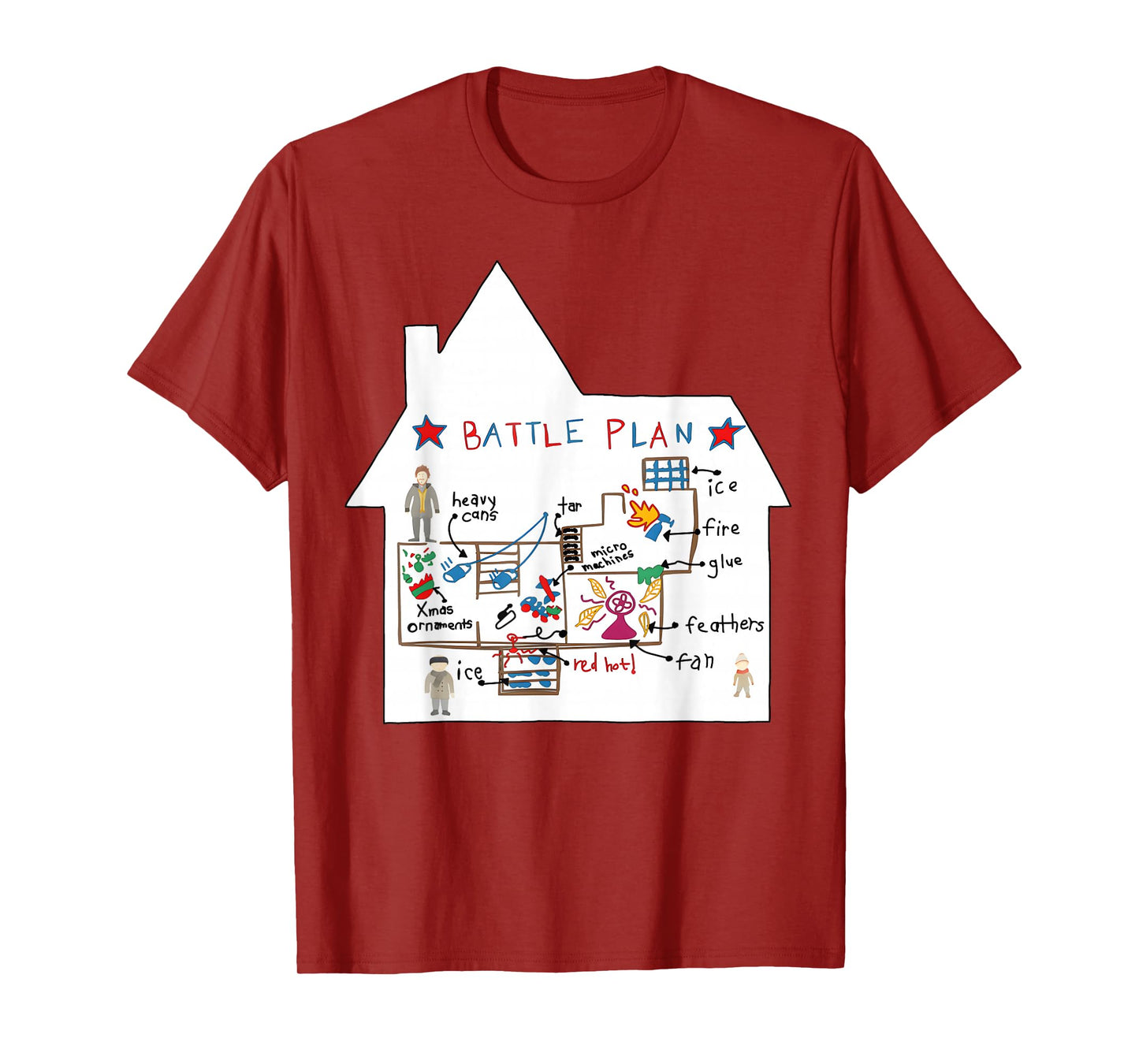 Funny Battle Plan Christmas Home Kids Hand Drawn Alone Xmas T-Shirt
