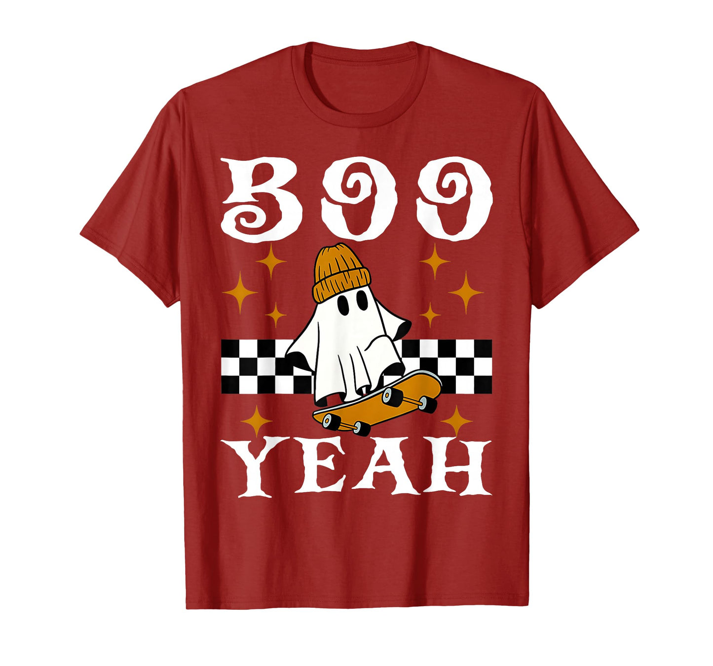 Boo Yeah Halloween Ghost Boys Retro Skateboard Toddler Kids T-Shirt