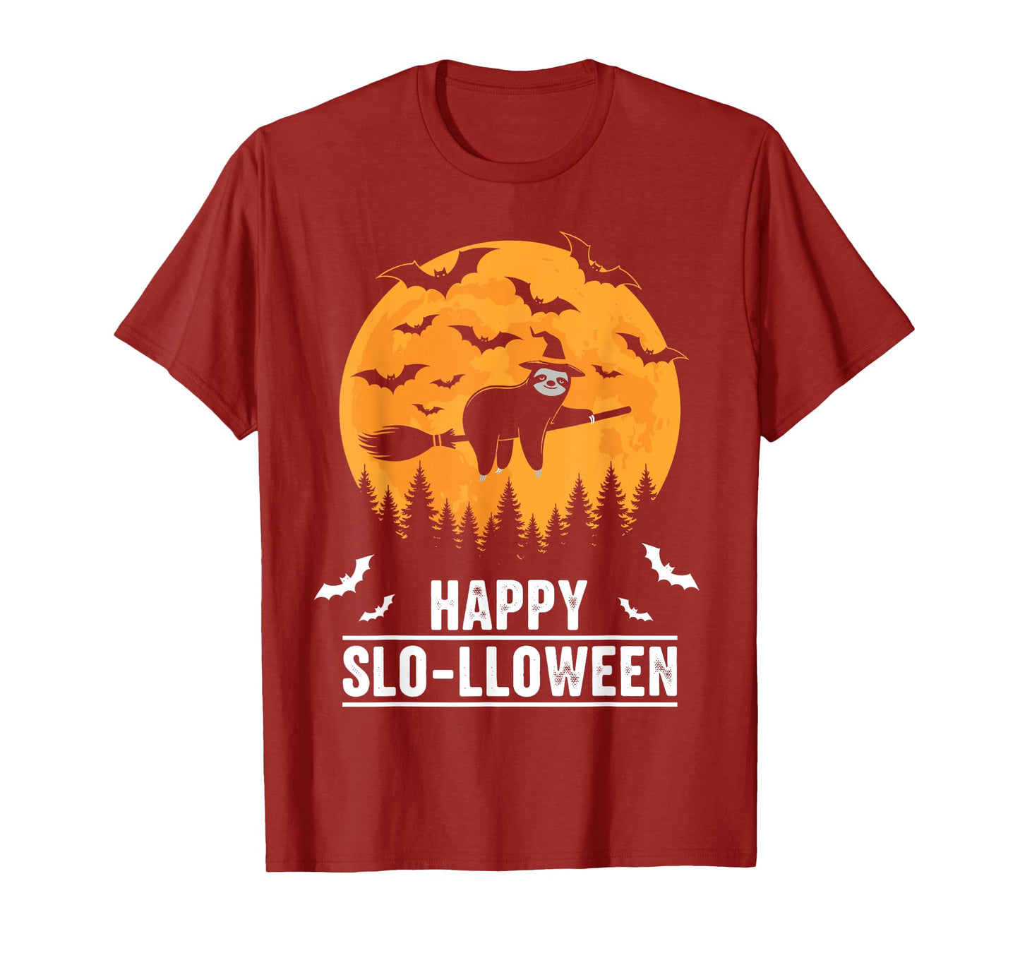 Happy Slo-lloween Funny Halloween Sloth Flying Witch T-Shirt