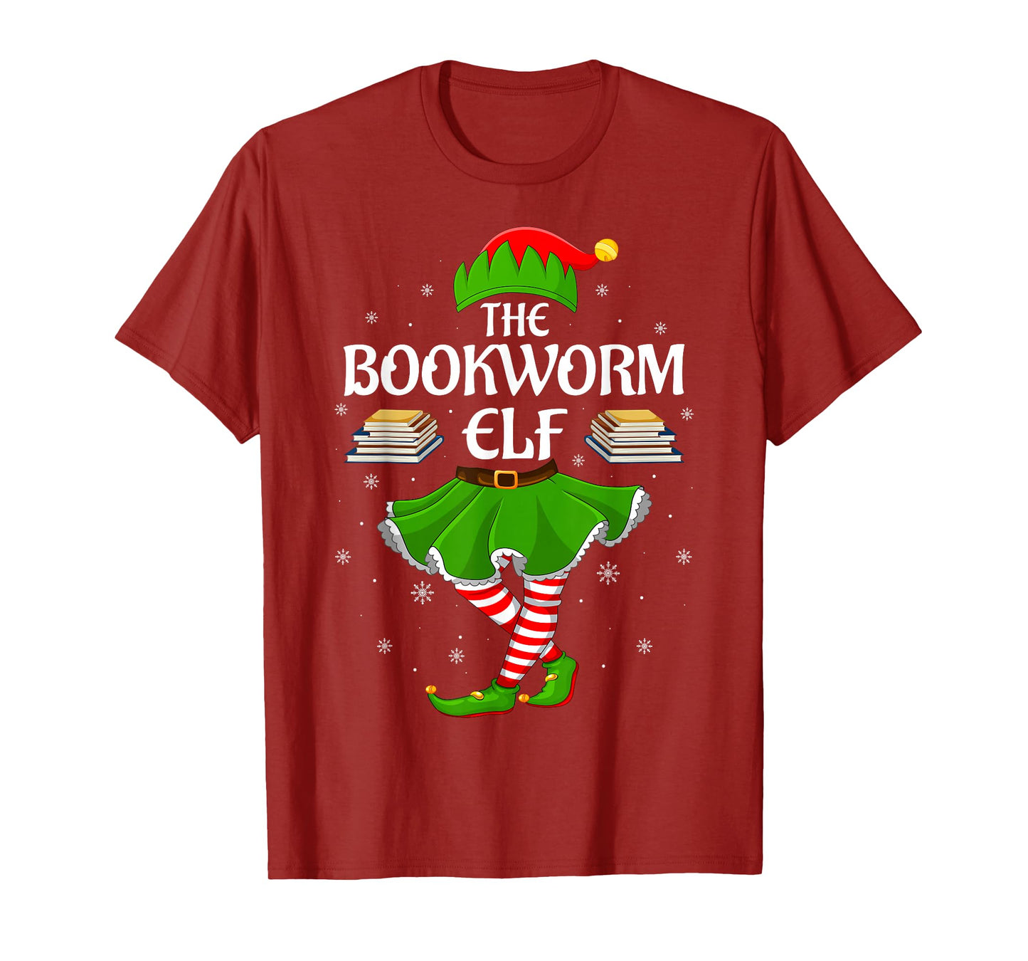 Bookworm Elf Christmas Family Girls Women Elf Squad Xmas T-Shirt