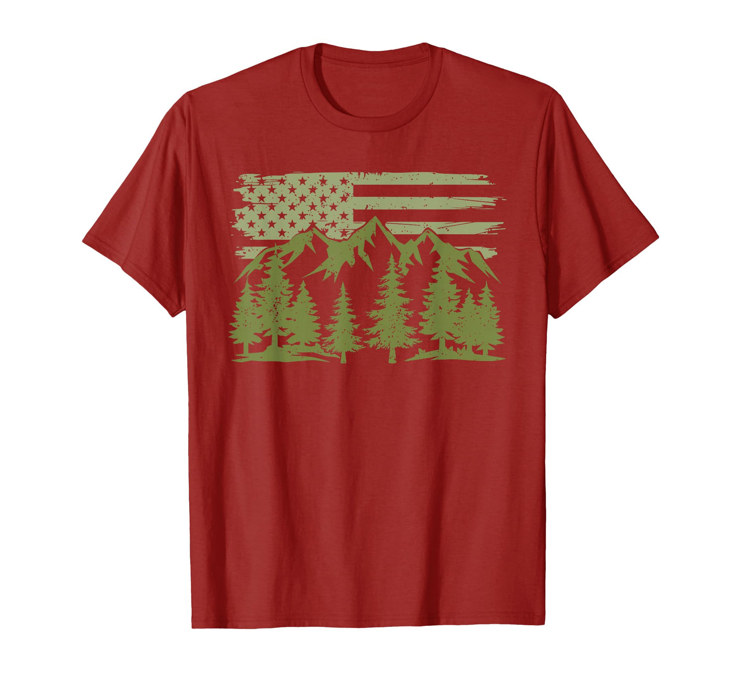 Forest Tree Wildlife Nature Outdoor American USA Flag Forest T-Shirt