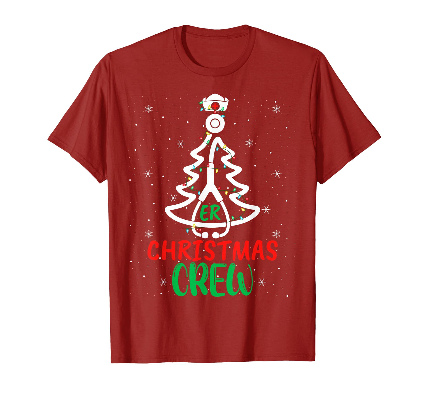 ER Nurse Christmas Crew Nurse Stethoscope Xmas Tree Nursing T-Shirt