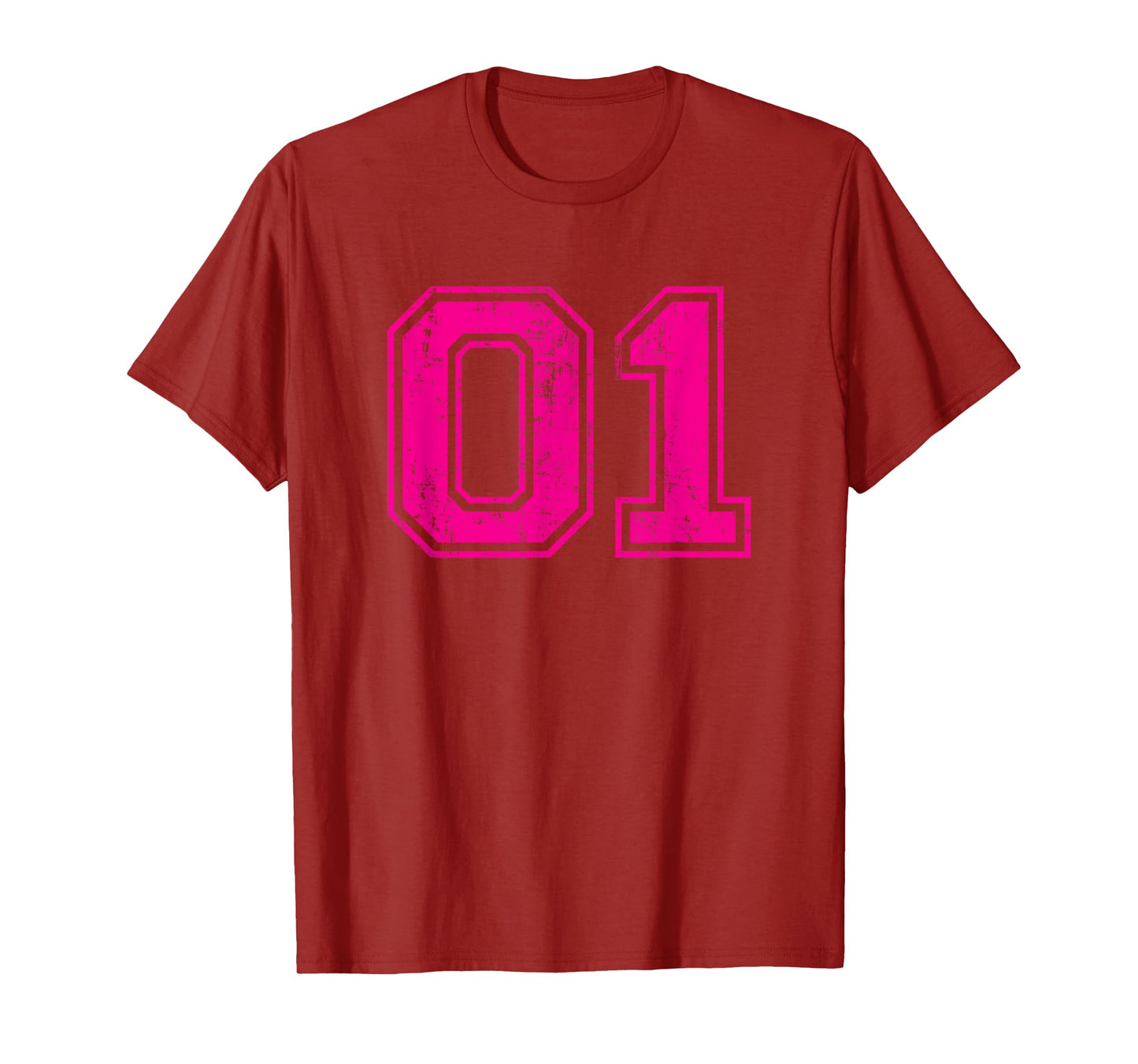 Number 01 Varsity Distressed Vintage Sport Team Player's T-Shirt