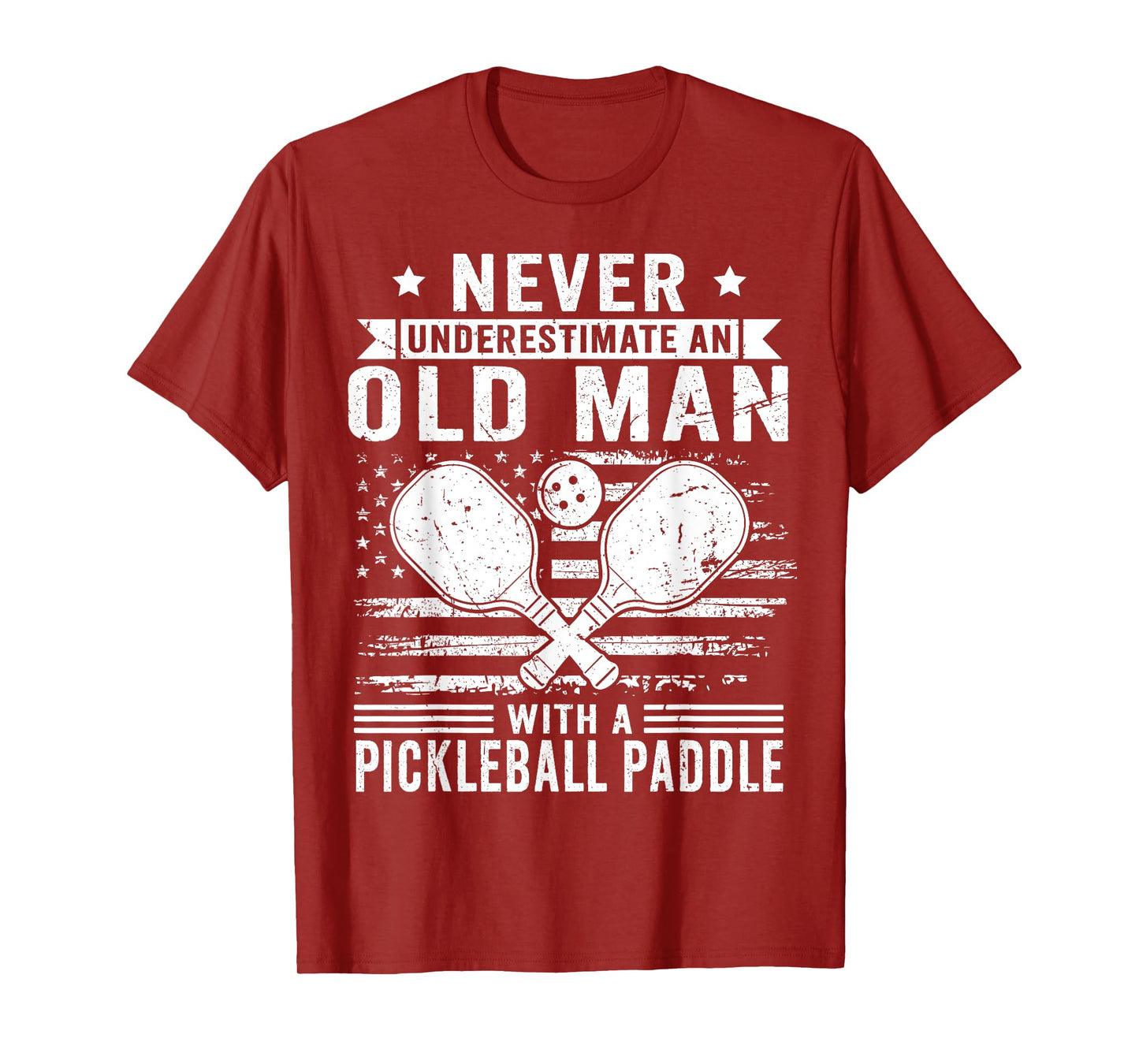 Old Man With A Pickleball Paddle - Grandpa Pickleball Player T-Shirt