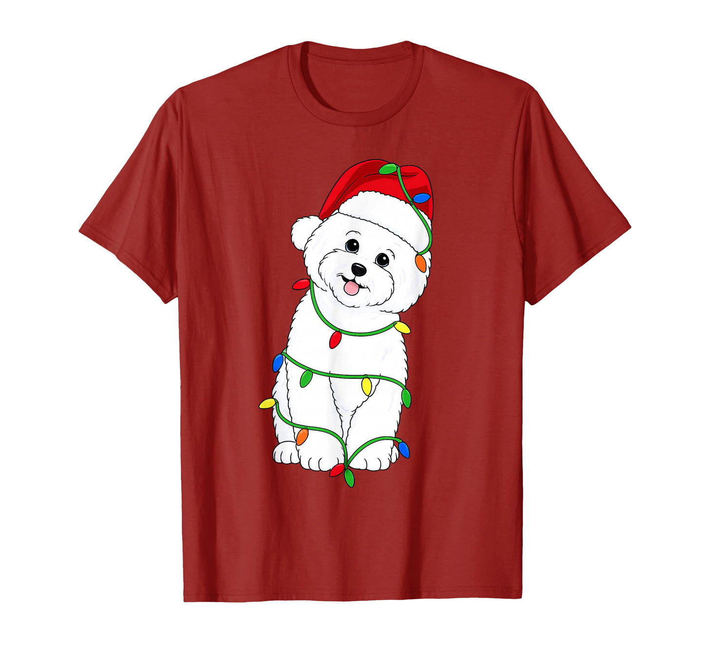Bichon Frise Christmas Tree Lights Holiday Dog Lover T-Shirt