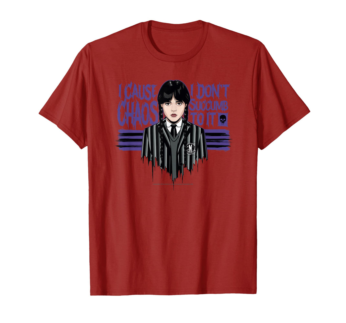 Wednesday Season 2 I Cause Chaos I Don't Succumb to It Logo T-Shirt