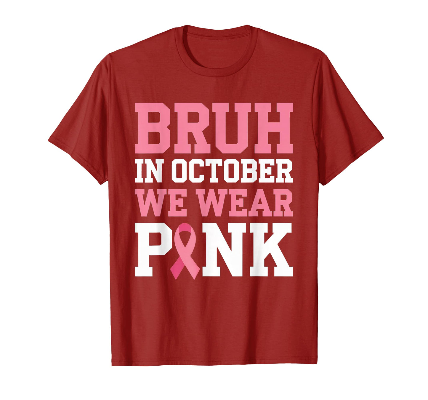 Breast Cancer Shirts for Kids Boys Bruh In October Wear Pink T-Shirt