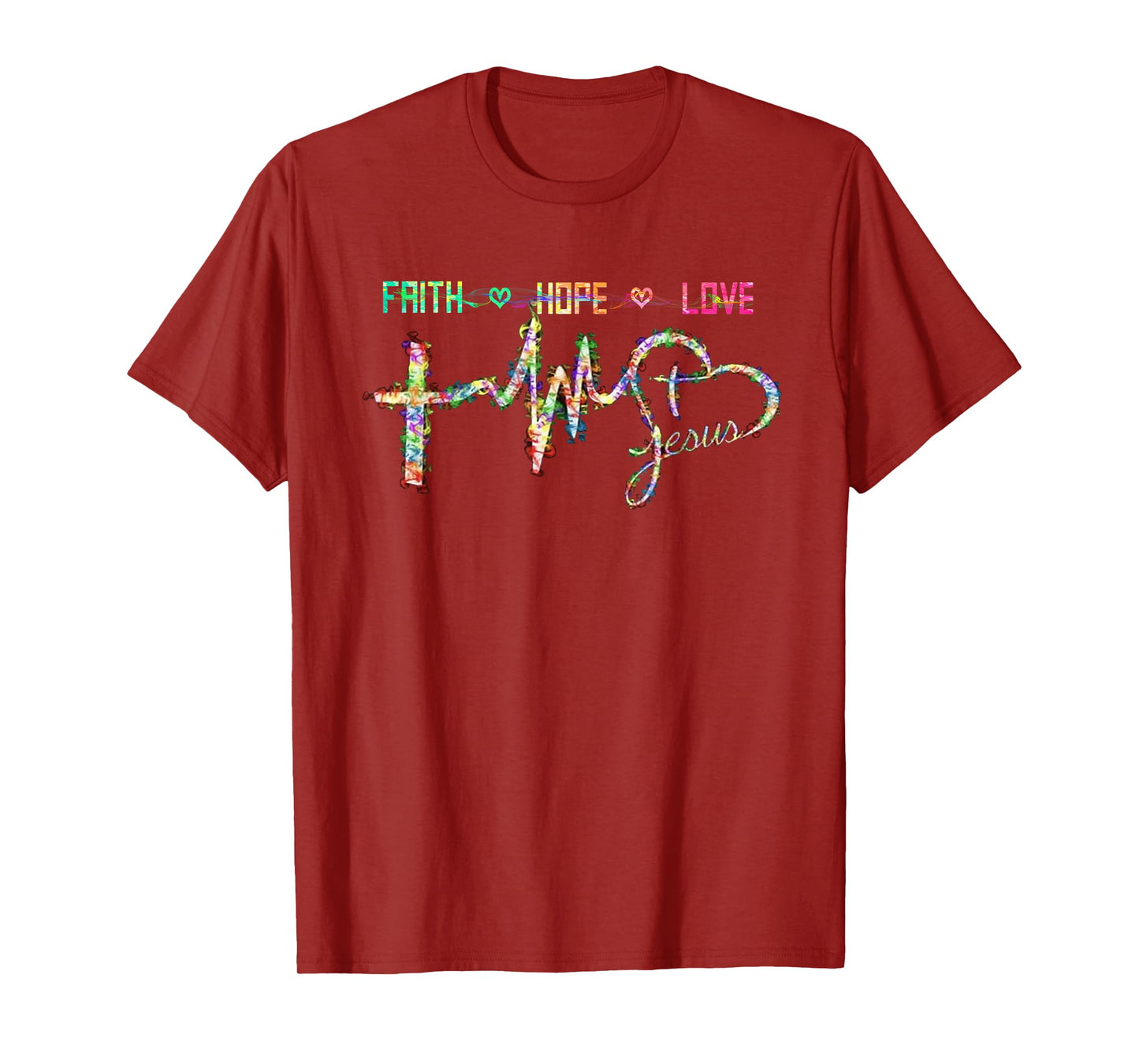 Faith Hope Love Cross Heartbeat God Jesus Christian Gifts T-Shirt