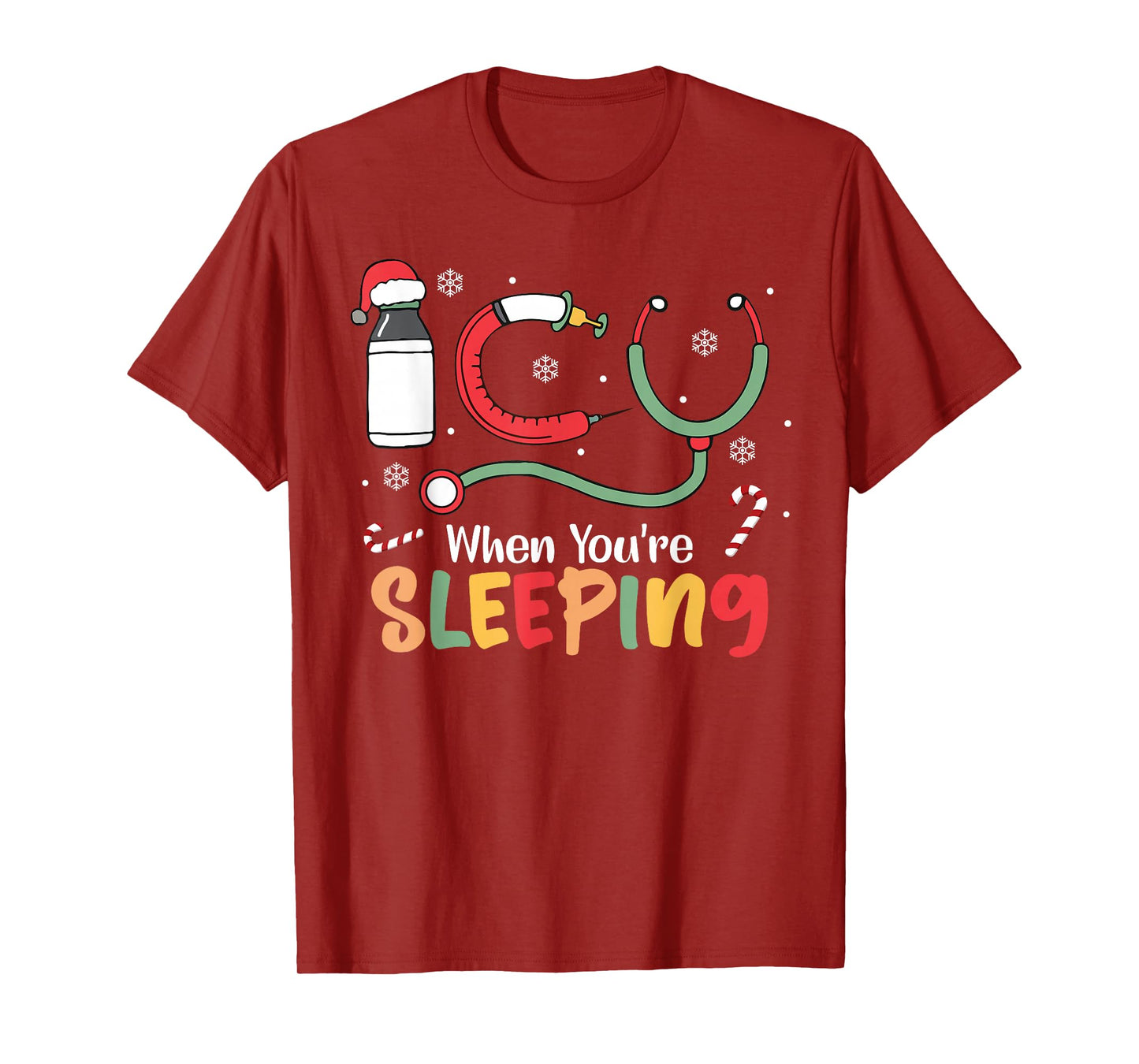 ICU When You're Sleeping Nurse Christmas Santa ER Men T-Shirt