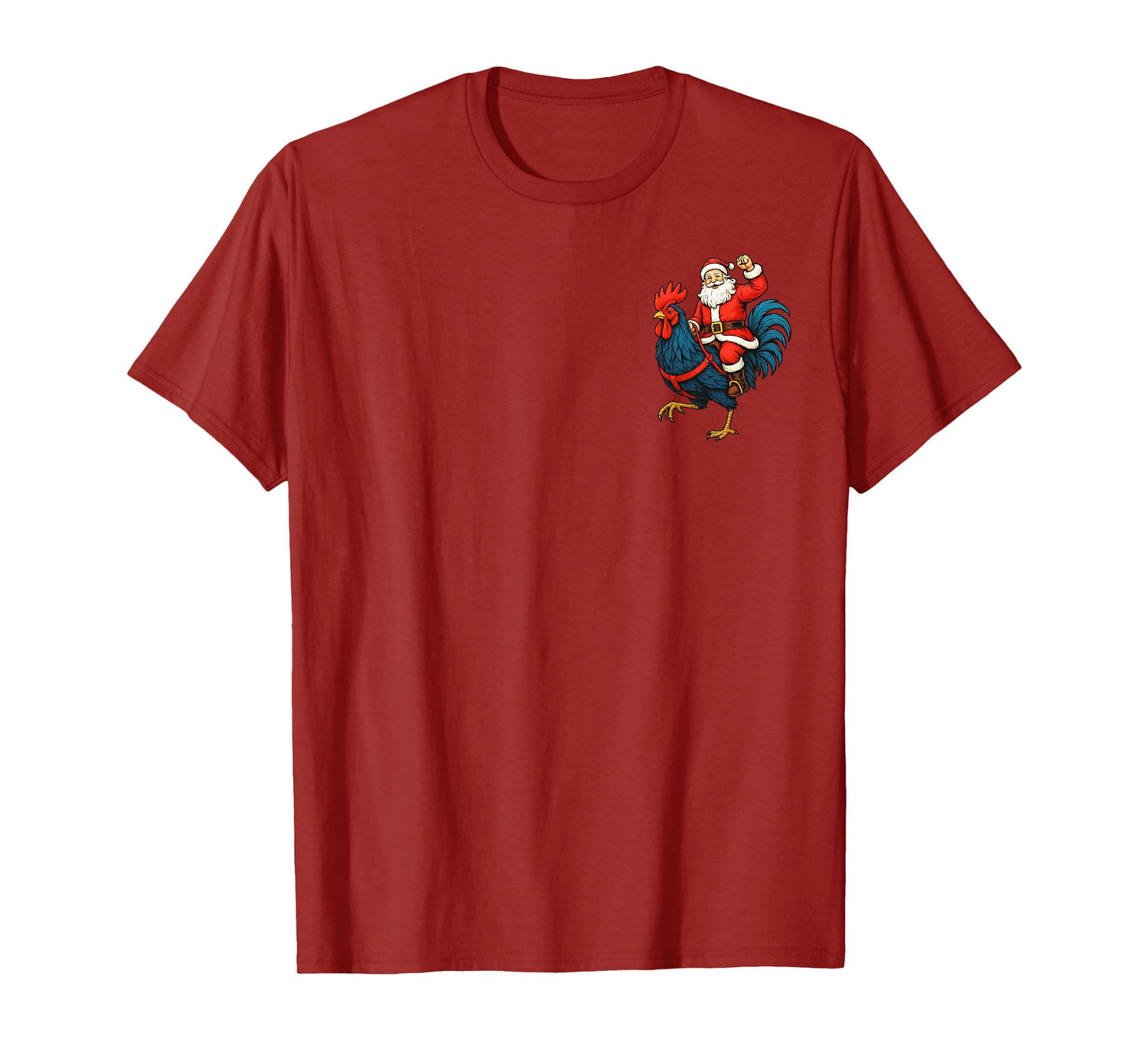 Xmas Santa Riding Rooster Chicken Christmas Holiday Costume T-Shirt