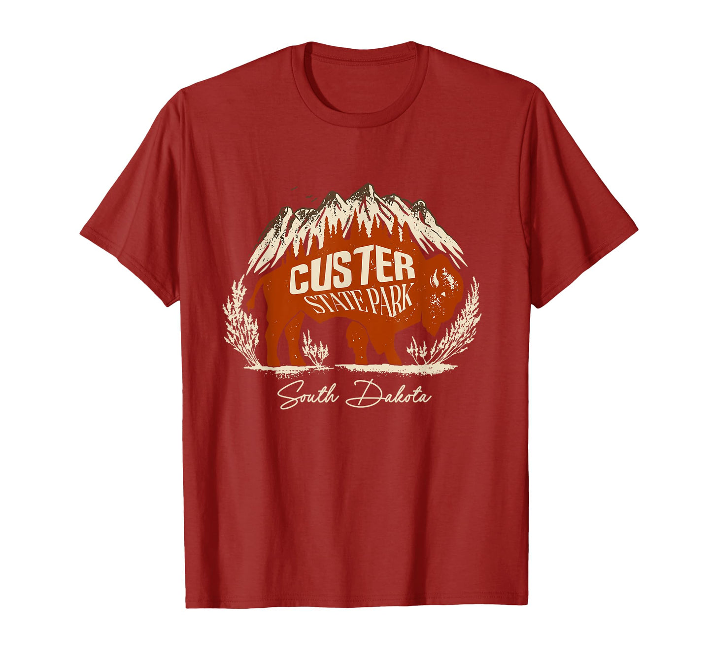 Bison And Mountains Custer State Park South Dakota Vintage T-Shirt