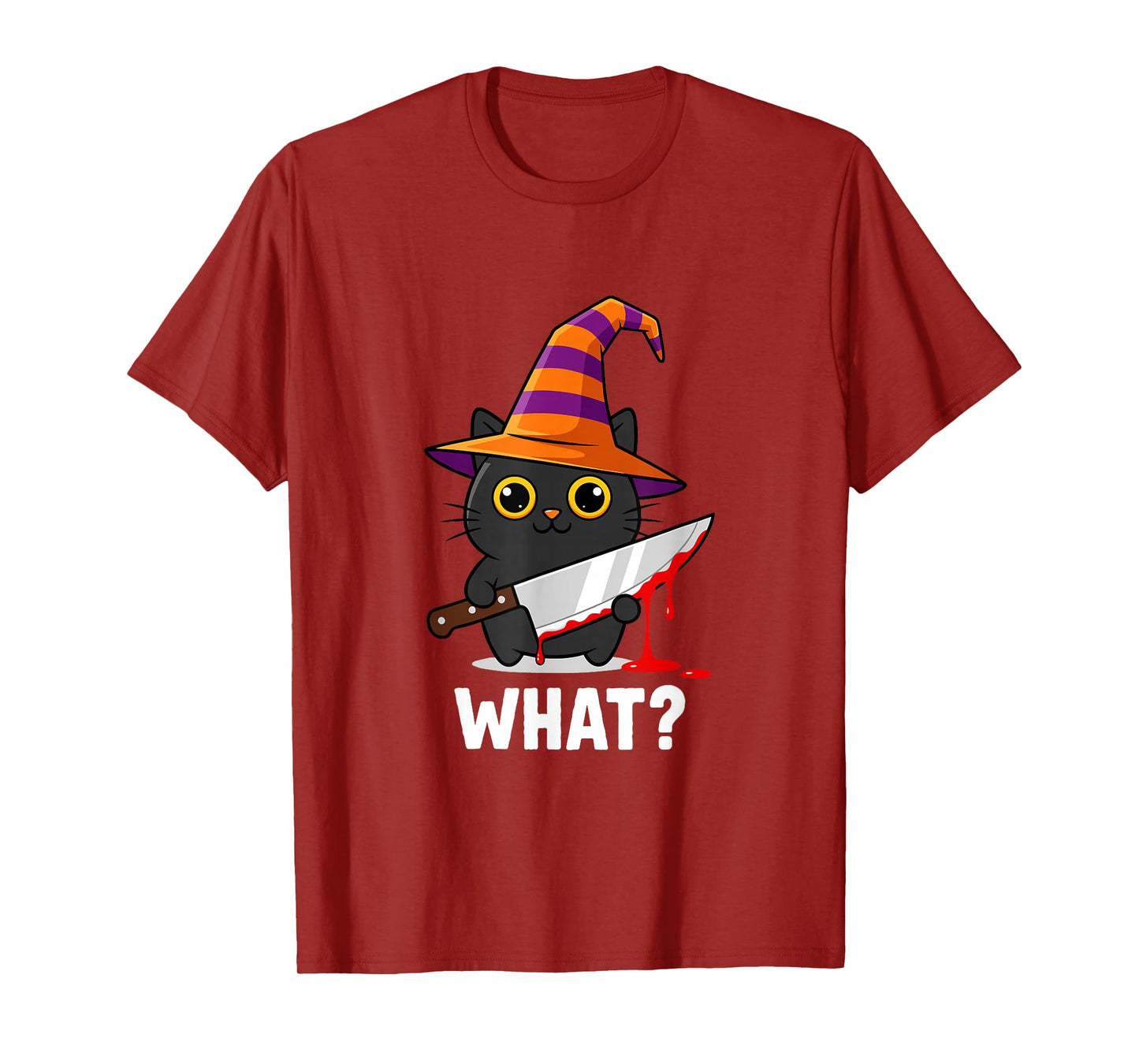 Halloween Witch Cat What Funny Spooky Cat Design T-Shirt