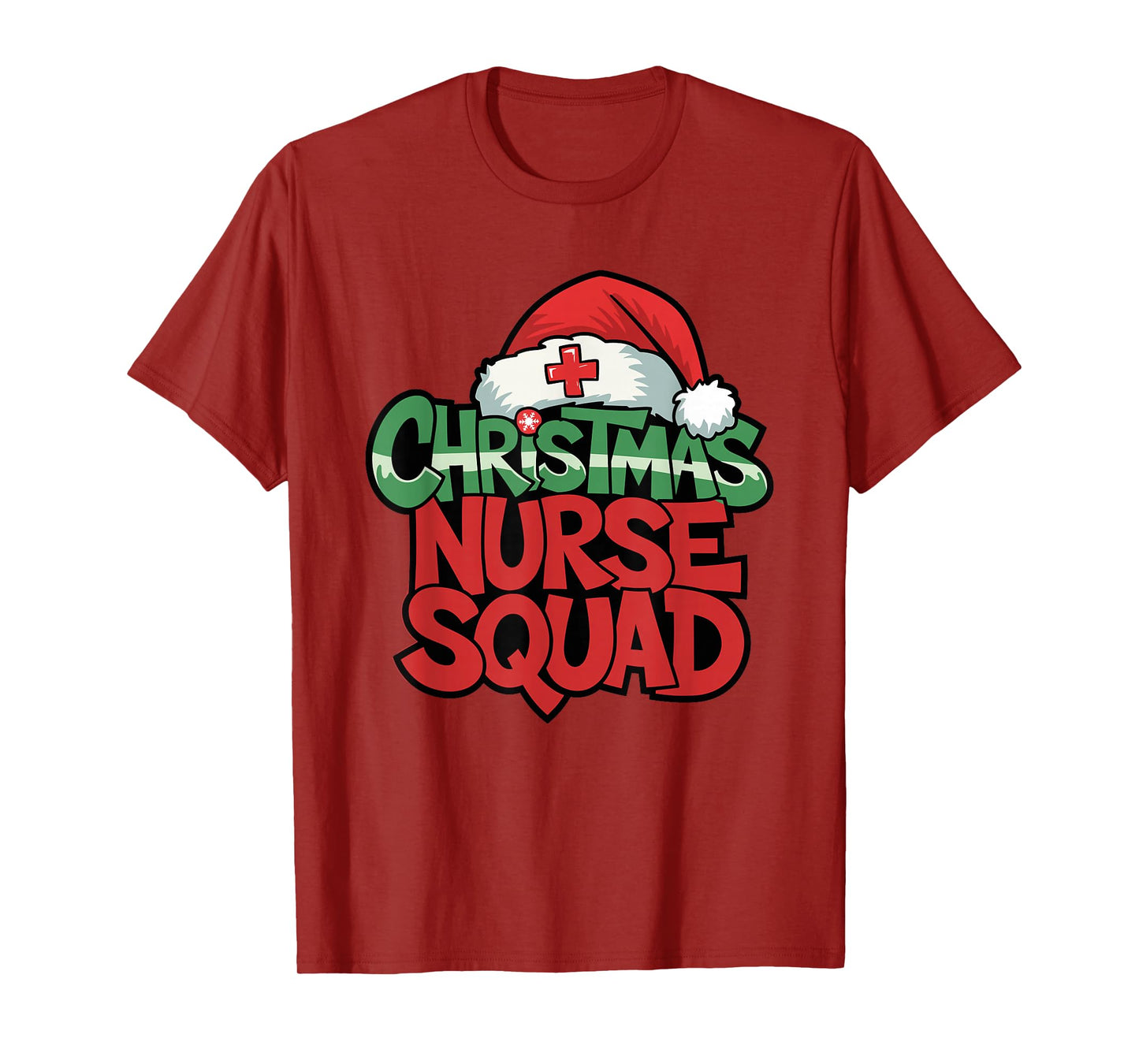 Nurse Christmas Squad Santa Hat Matching Crew T-Shirt