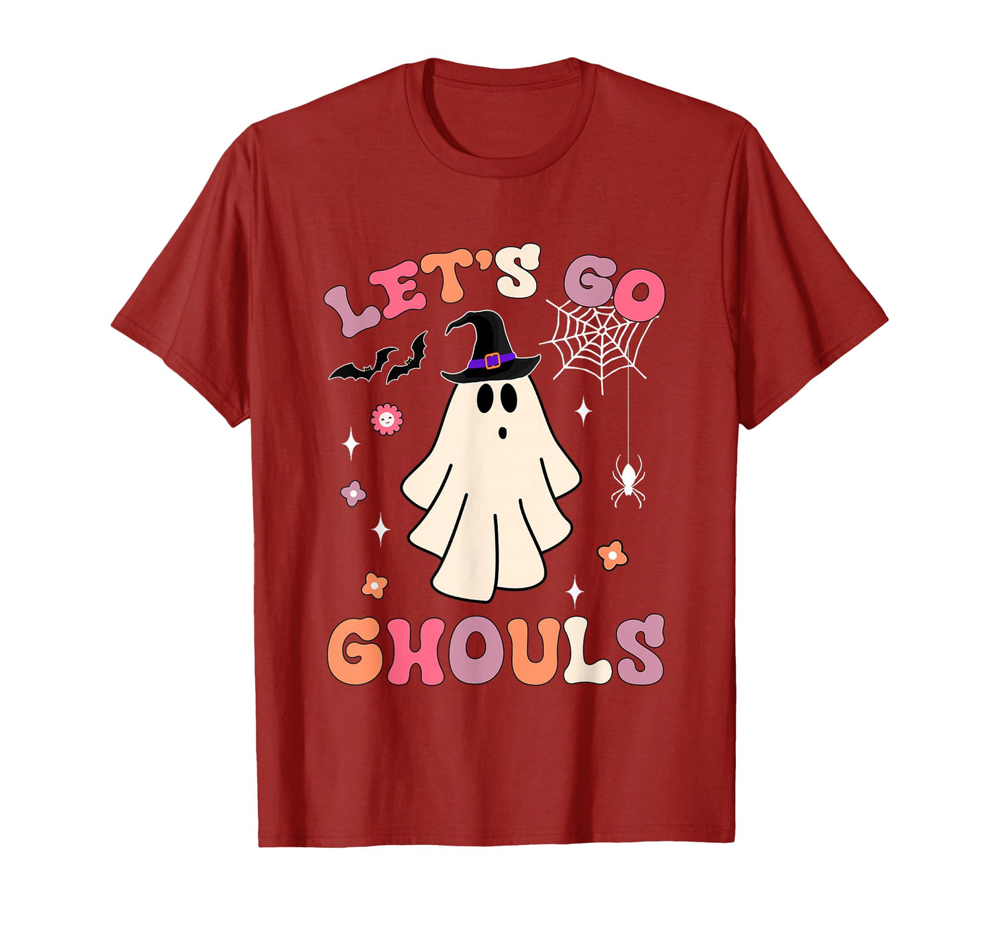 Halloween Ghost Witch Costumes Retro Groovy Let's Go Ghouls T-Shirt