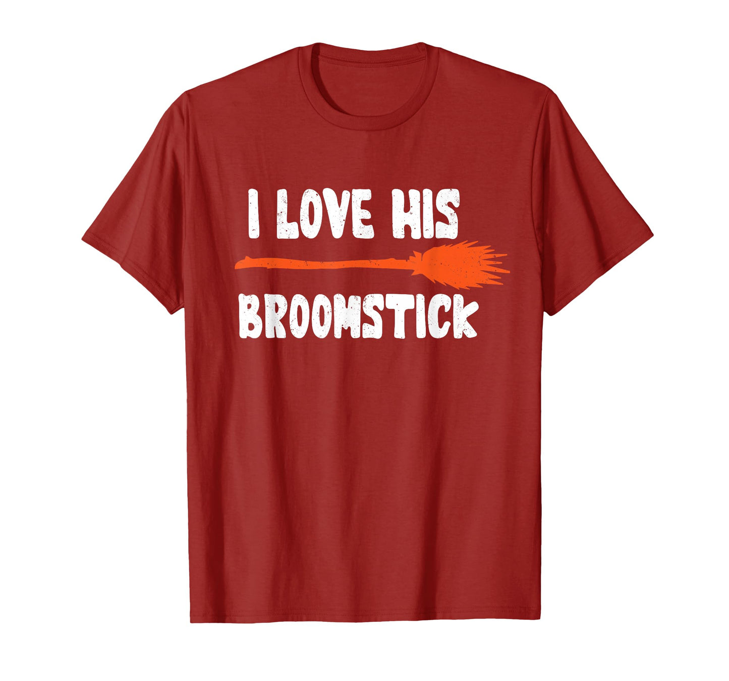 I Love His Broomstick Funny Halloween Witch Couple Matching T-Shirt