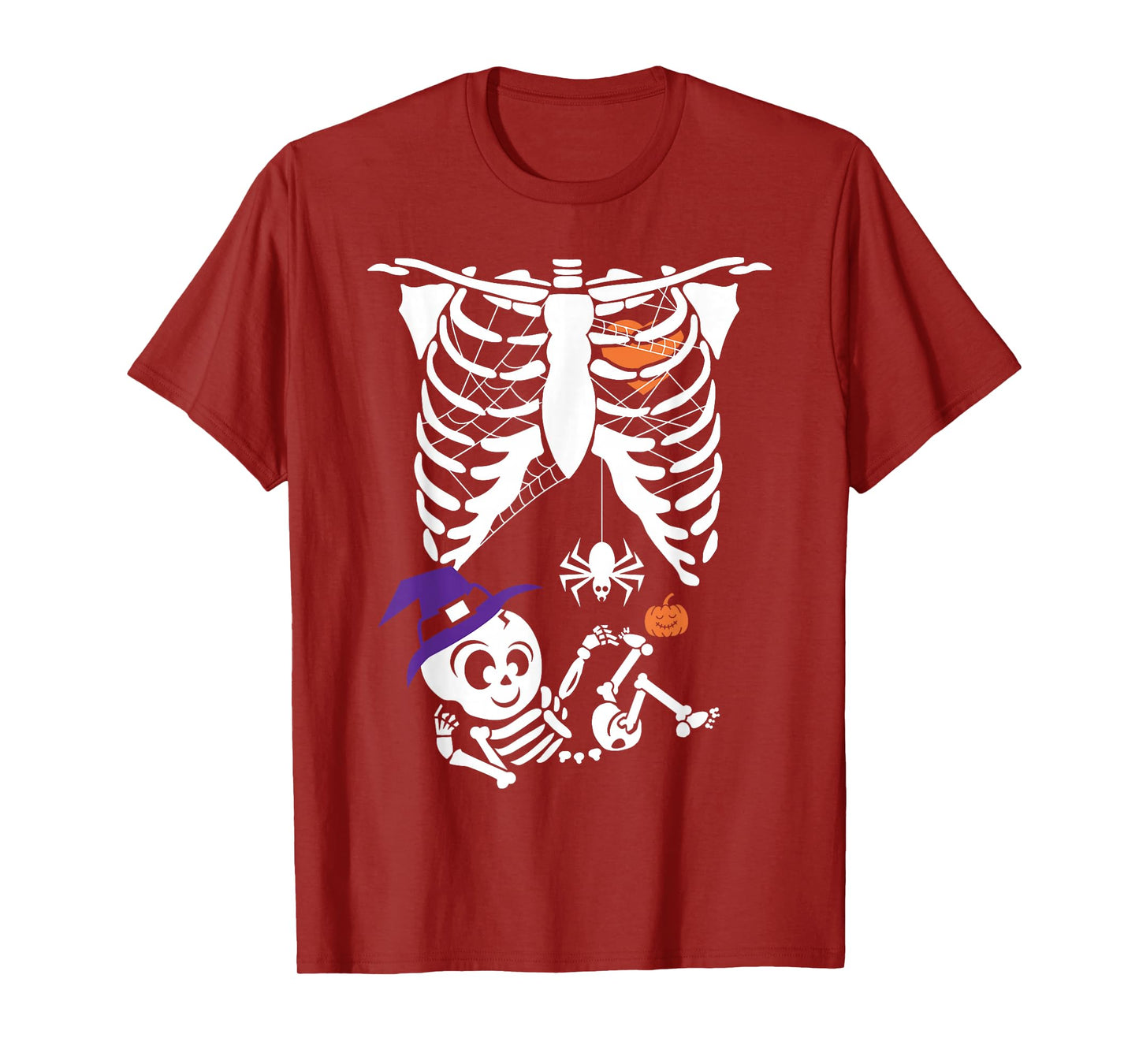 Cute Pregnant Skeleton Pregnancy Baby Announcement Halloween T-Shirt