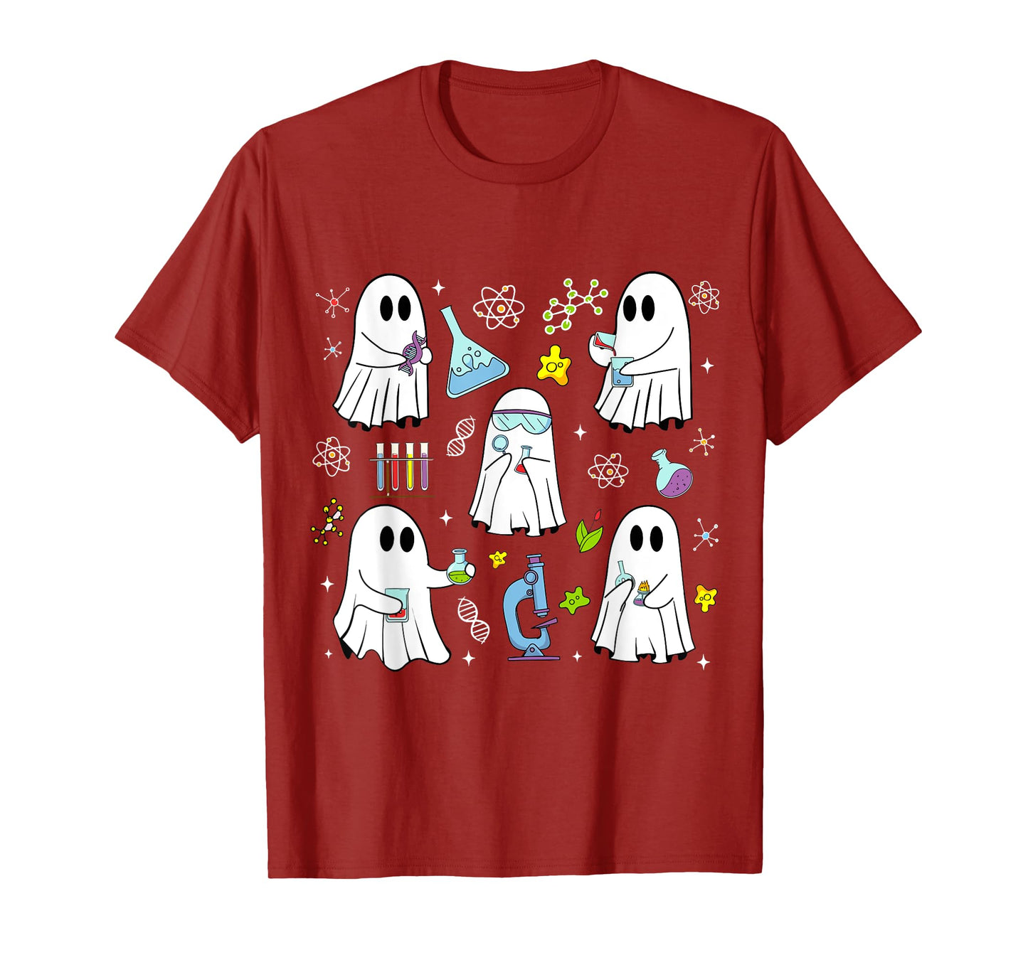 Retro Halloween Science Teacher Ghost Laboratory Teacher T-Shirt