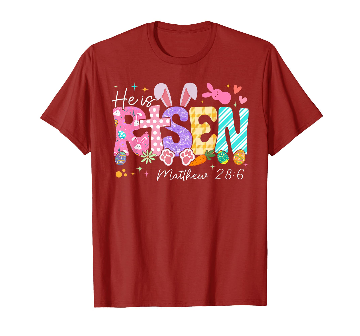 Happy Easter He Is Risen Jesus Christian Bunny Women Girls T-Shirt