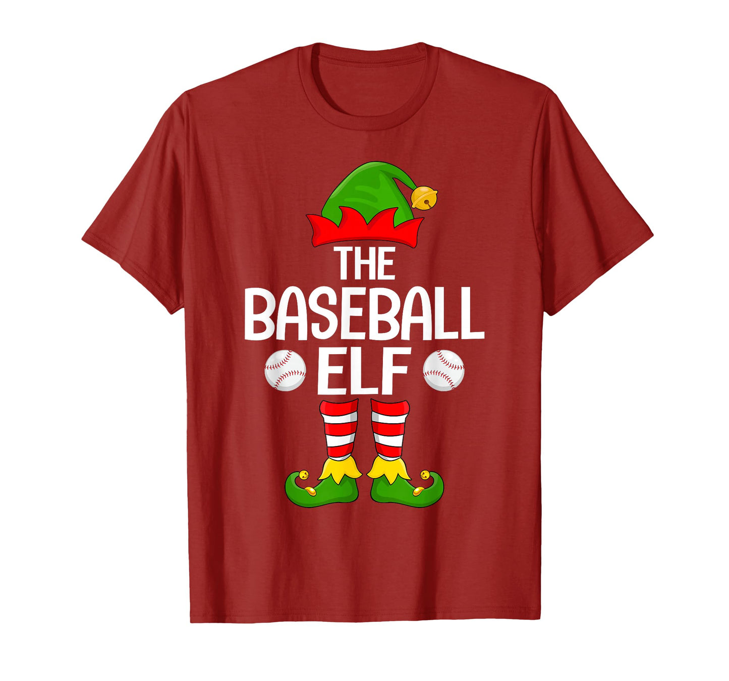 Baseball Elf Xmas Matching Family Elf Squad Christmas T-Shirt