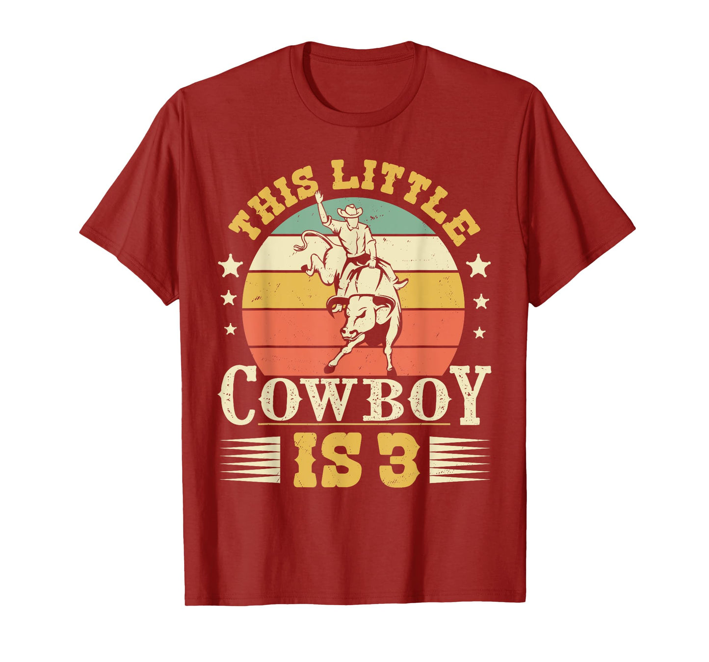 This Little Cowboy Is 3 Western Country Rodeo 3rd Birthday T-Shirt