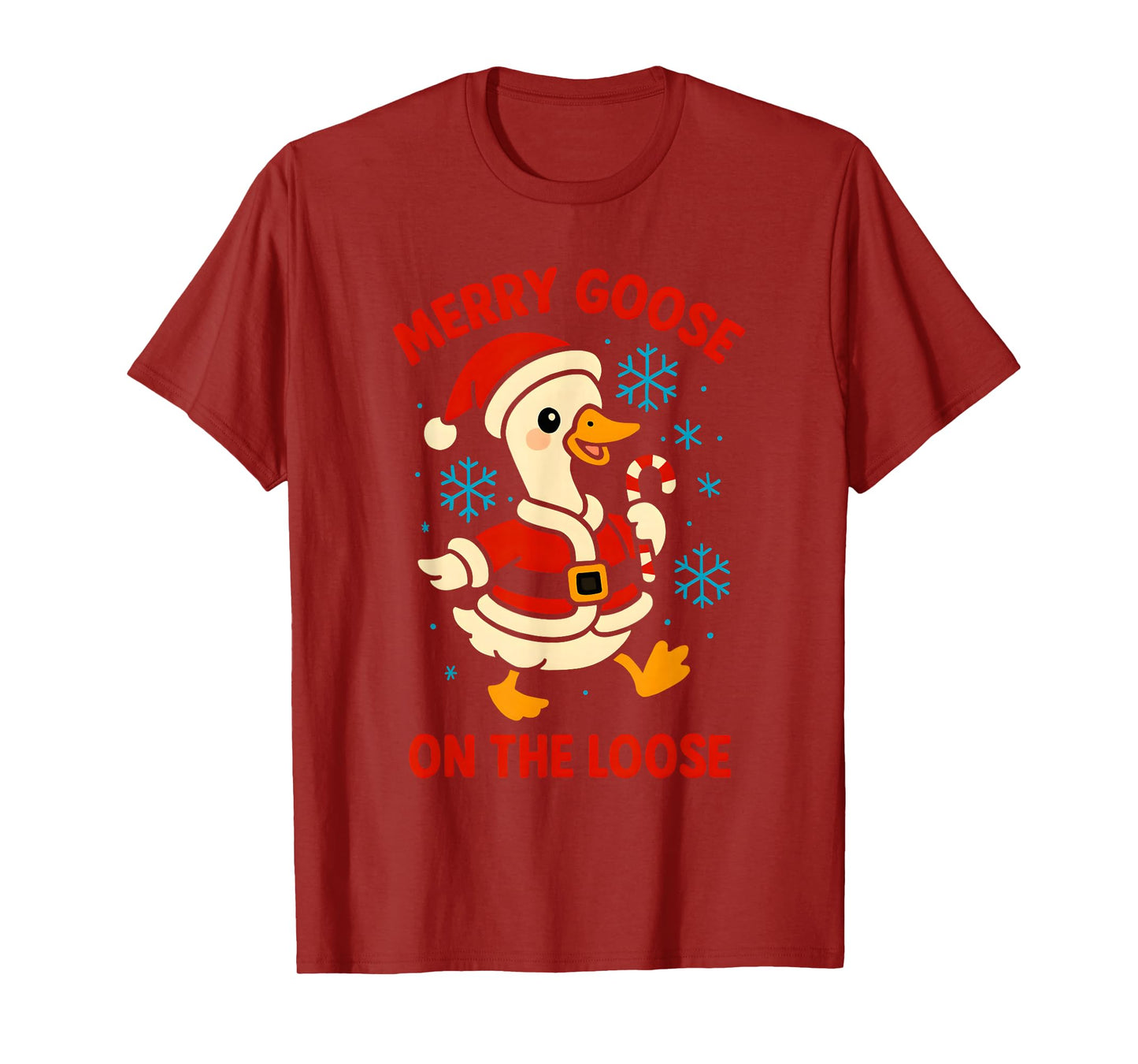 Merry Goose On The Loose Silly Christmas Holiday Funny Meme T-Shirt