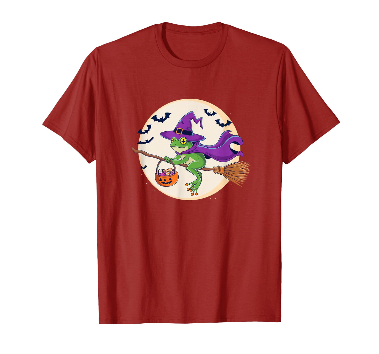 Frog Witch Hat Pumpkin Halloween Costume Men Women Kids T-Shirt