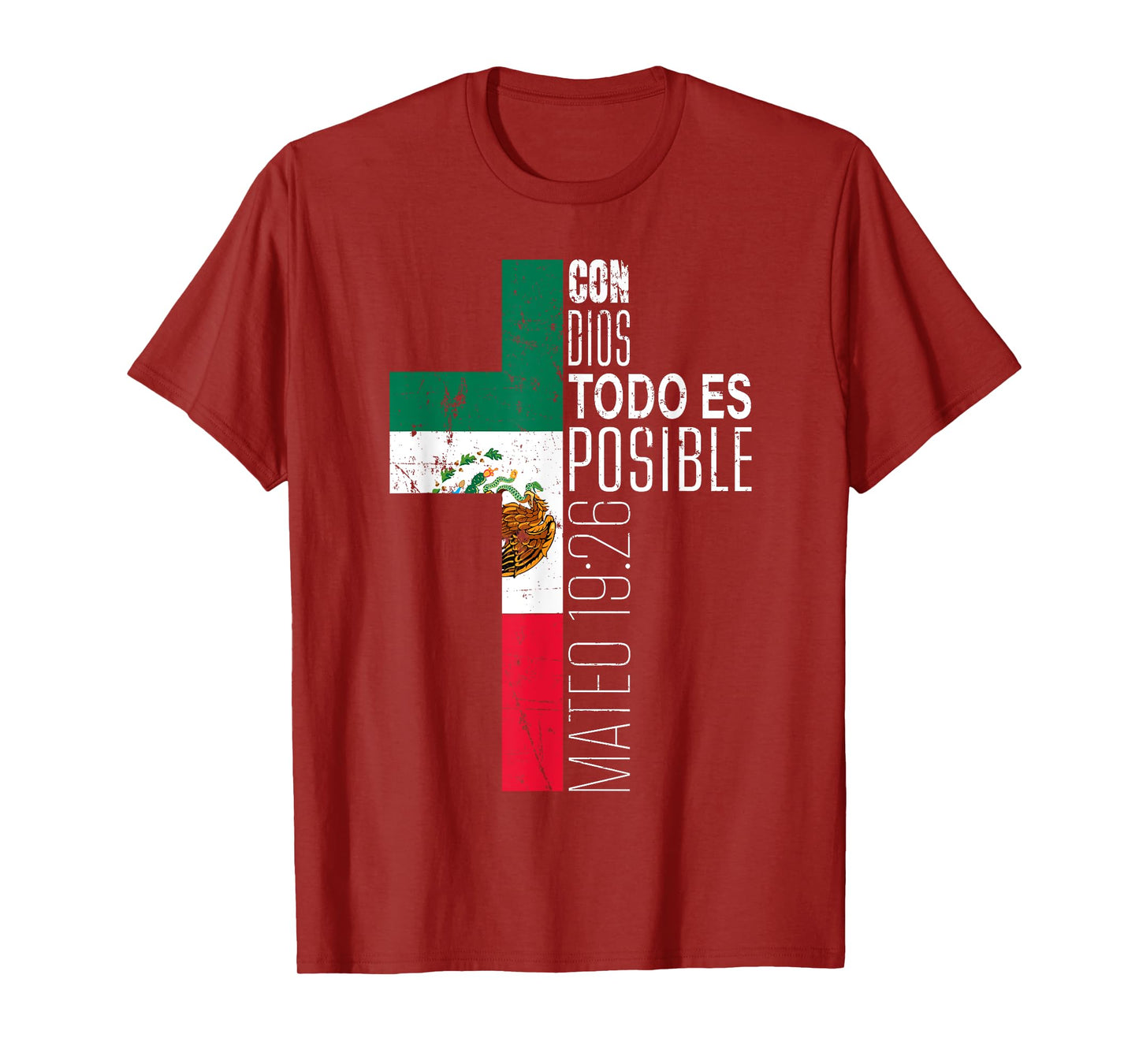 Vintage Christian Spanish Gifts Women Men Kids Mexican Flag T-Shirt