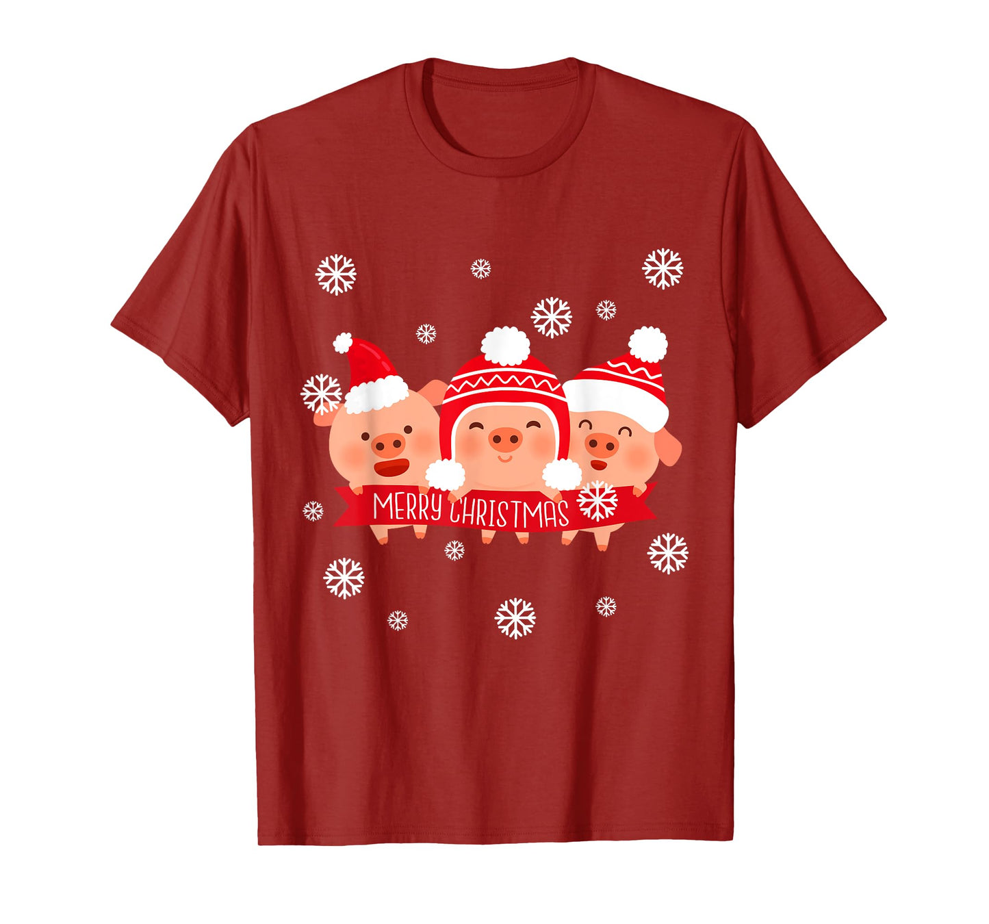 Merry Pigmas Cute Pig in Santa Hat Christmas Holiday T-Shirt