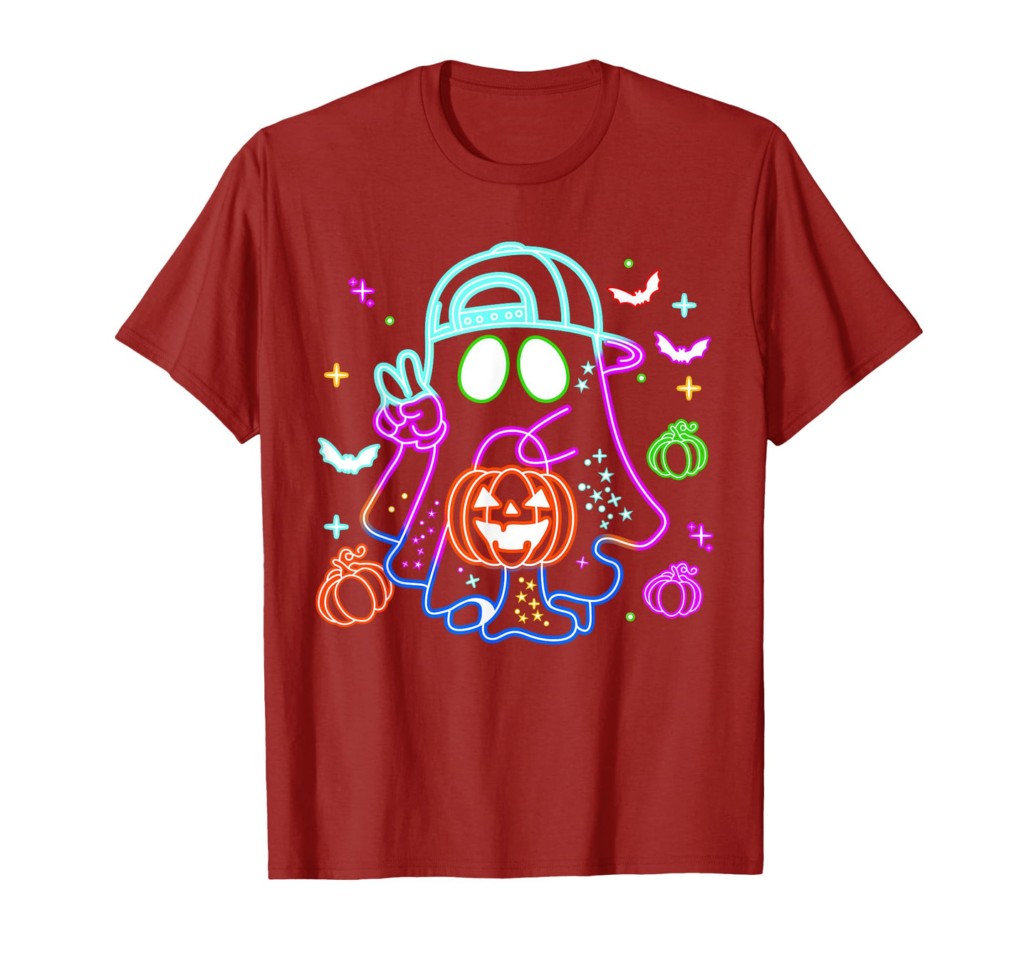 Boo Ghost Spooky Season Boys Kids Glow In Halloween Night T-Shirt