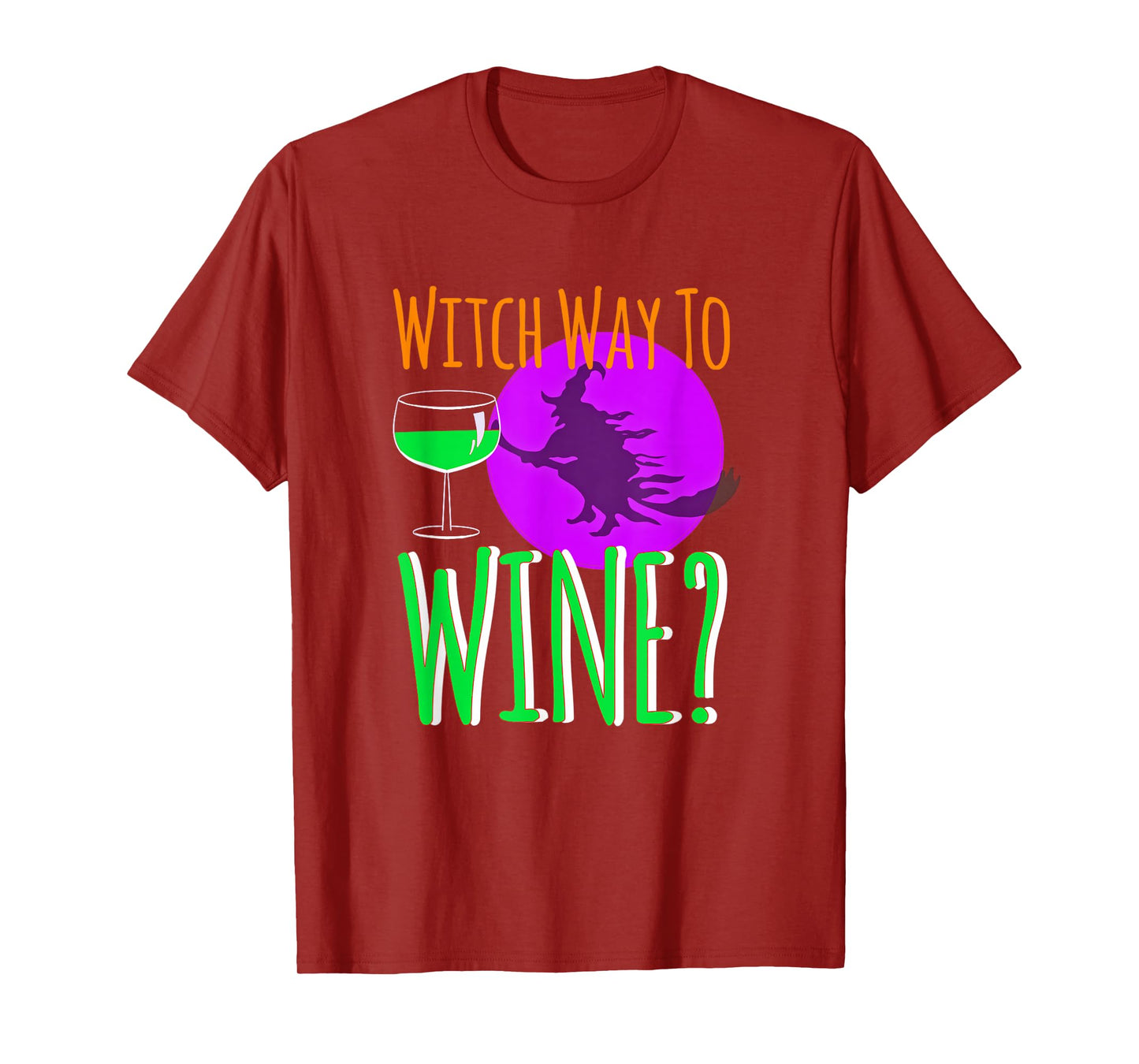 Witch Way to The Wine Halloween Witch On Broom Funny T-Shirt