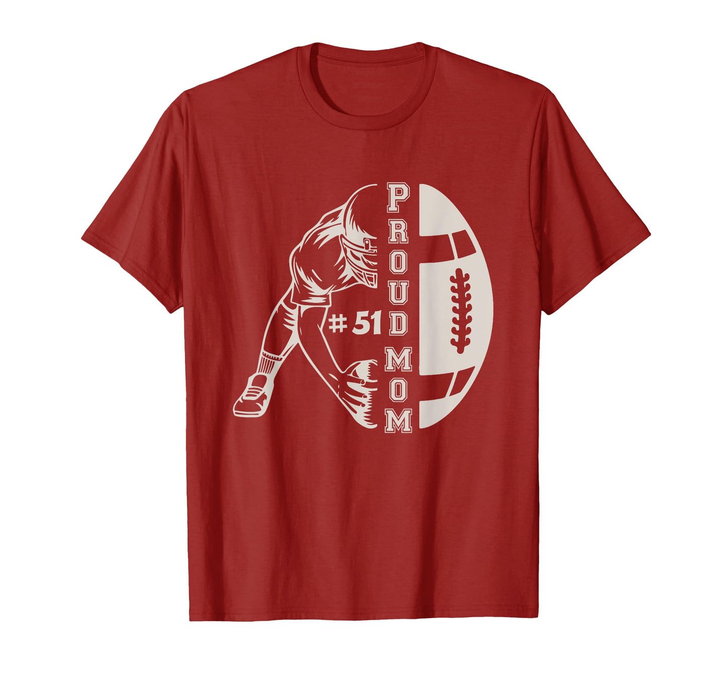 Customized Proud Football Mom Number 51 Player Game Day T-Shirt