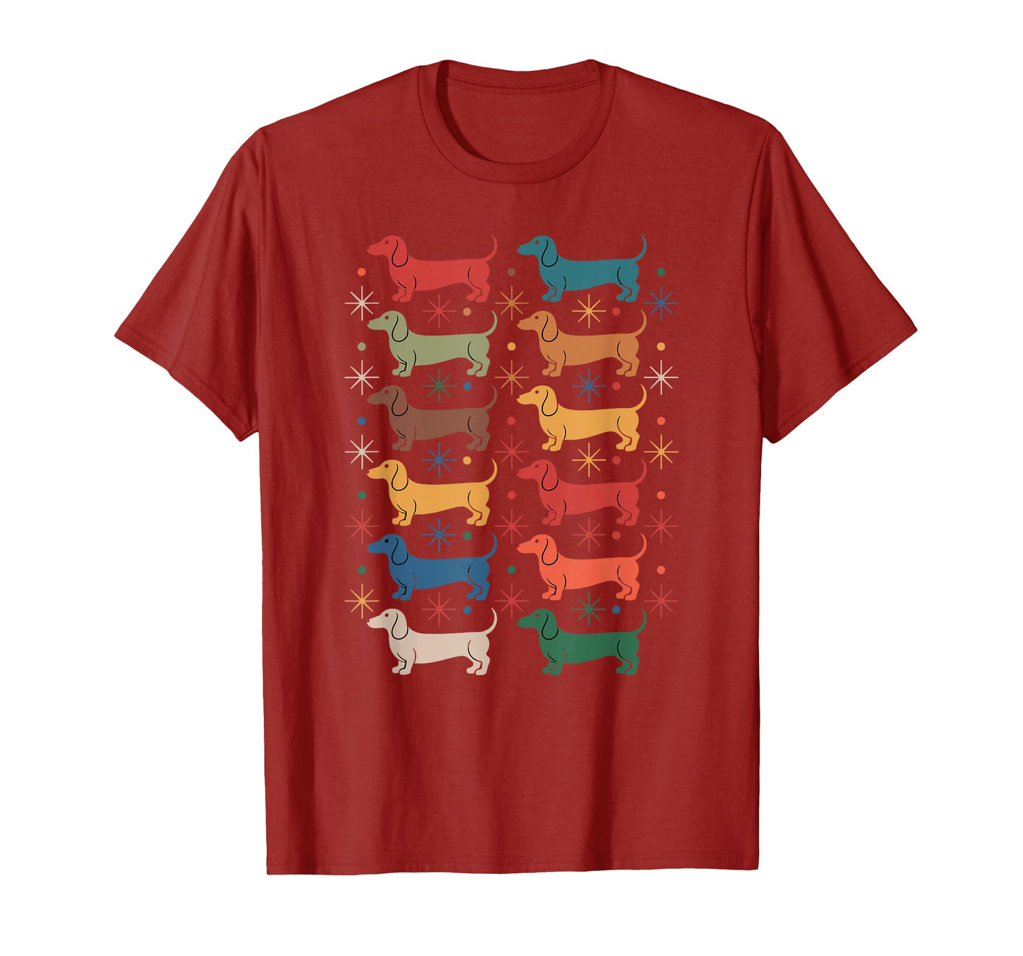 Retro Vintage Mid-Century Modern Style Dachshund Dogs T-Shirt