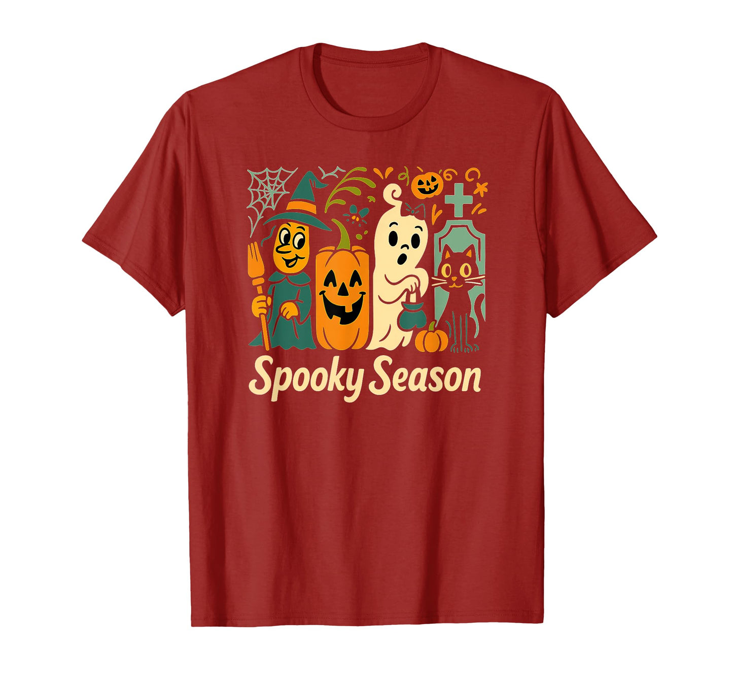 Spooky Season, Cute Witch Pumpkin Ghost, Cat and Tombstone T-Shirt