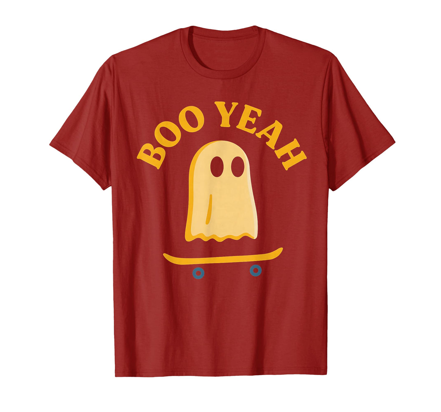 Boo Yeah Ghost On Skateboard Funny Halloween Costume T-Shirt
