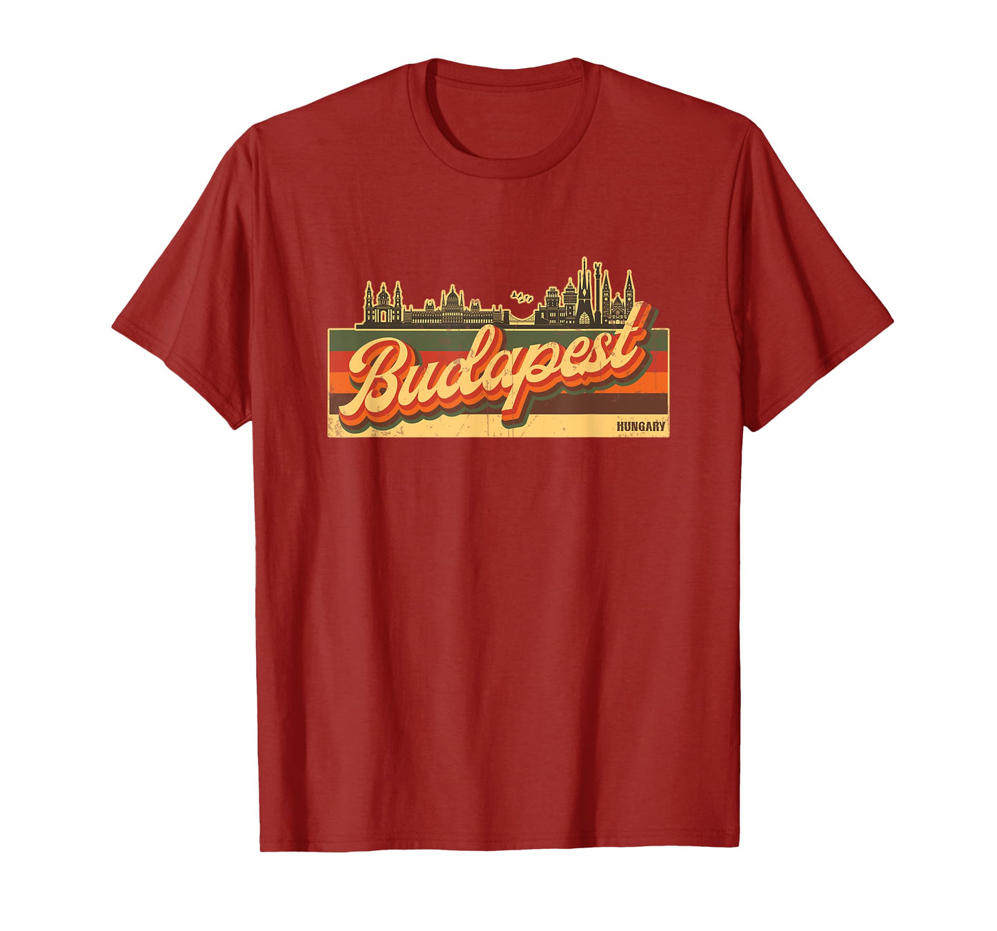 Budapest Skyline & Hungary Retro Stripes - Hungarian Pride T-Shirt
