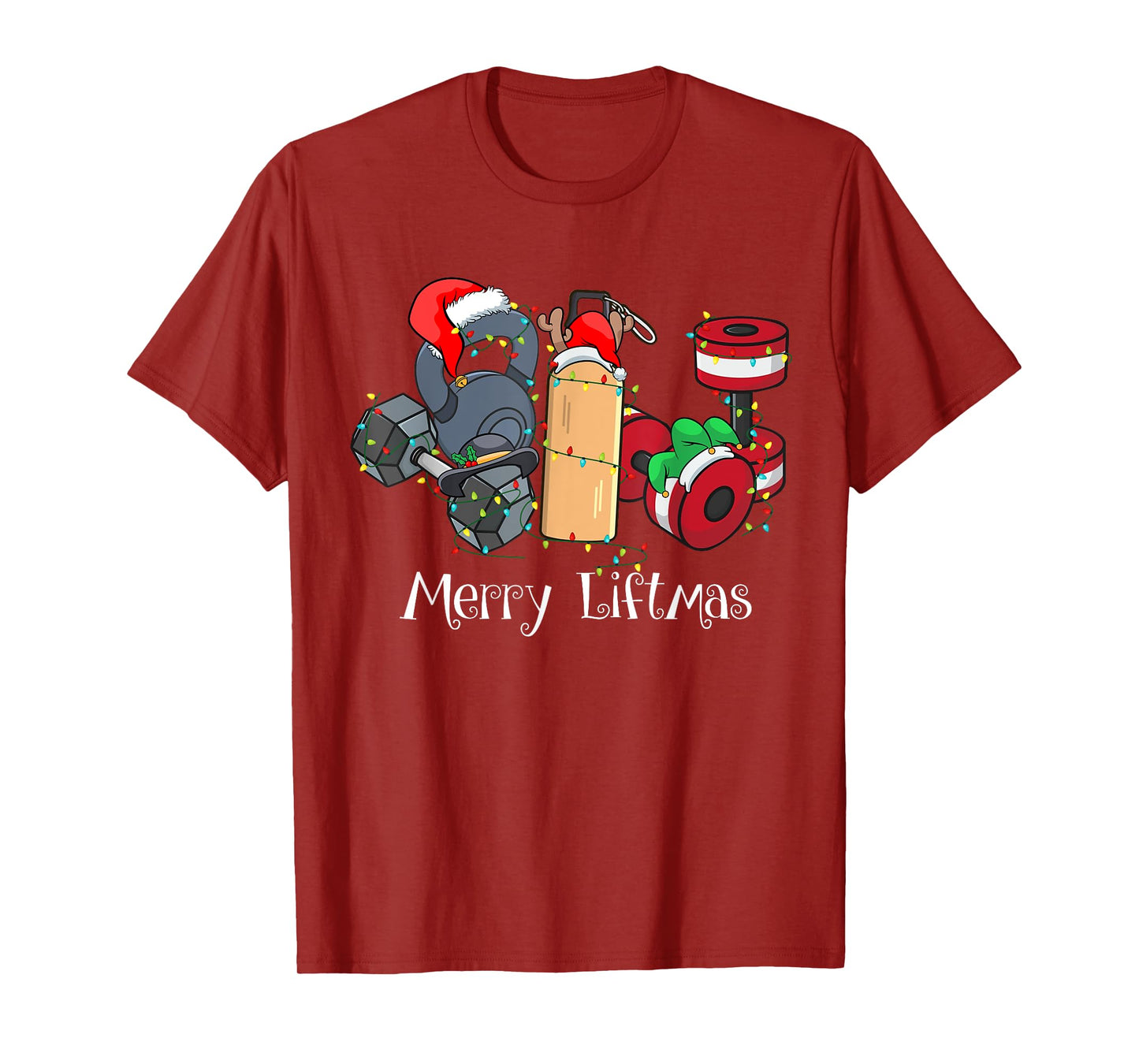 Merry Liftmas Christmas Gym Workout Kettlebell Weightlifting T-Shirt
