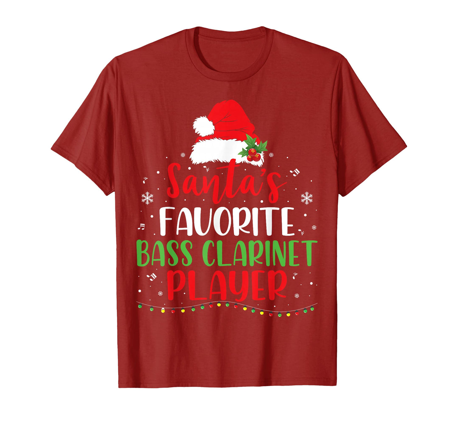 Santa's Favorite Bass Clarinet - Marching Band Christmas T-Shirt