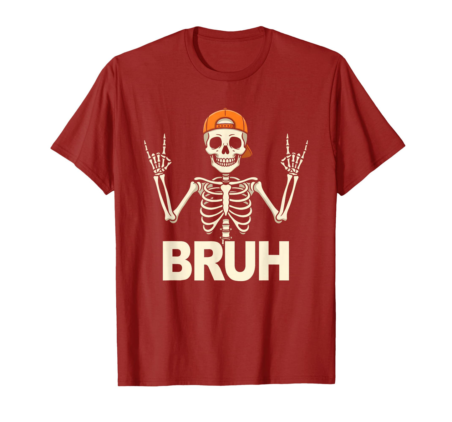 Halloween Bruh Skelton Rock Hand Funny Kids Boys Men Women T-Shirt
