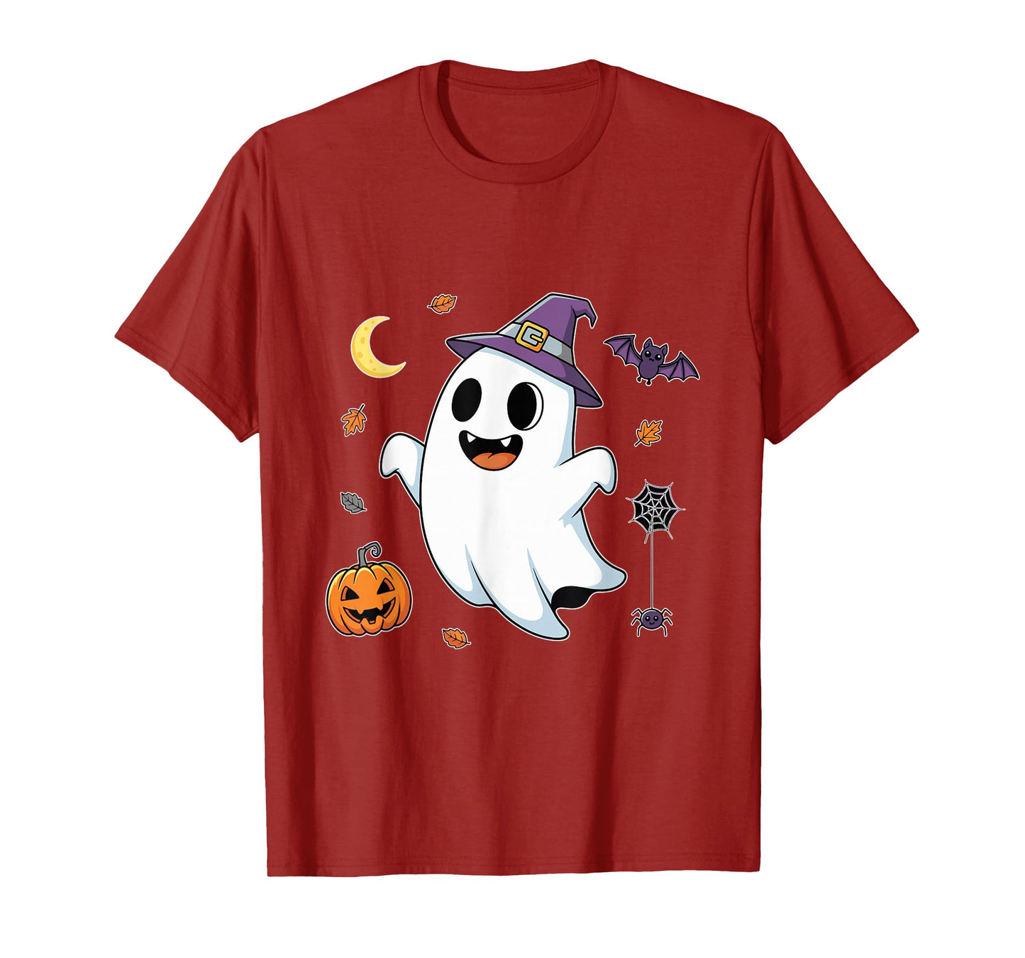 Spooky Halloween Ghost with Witch Hat T-Shirt